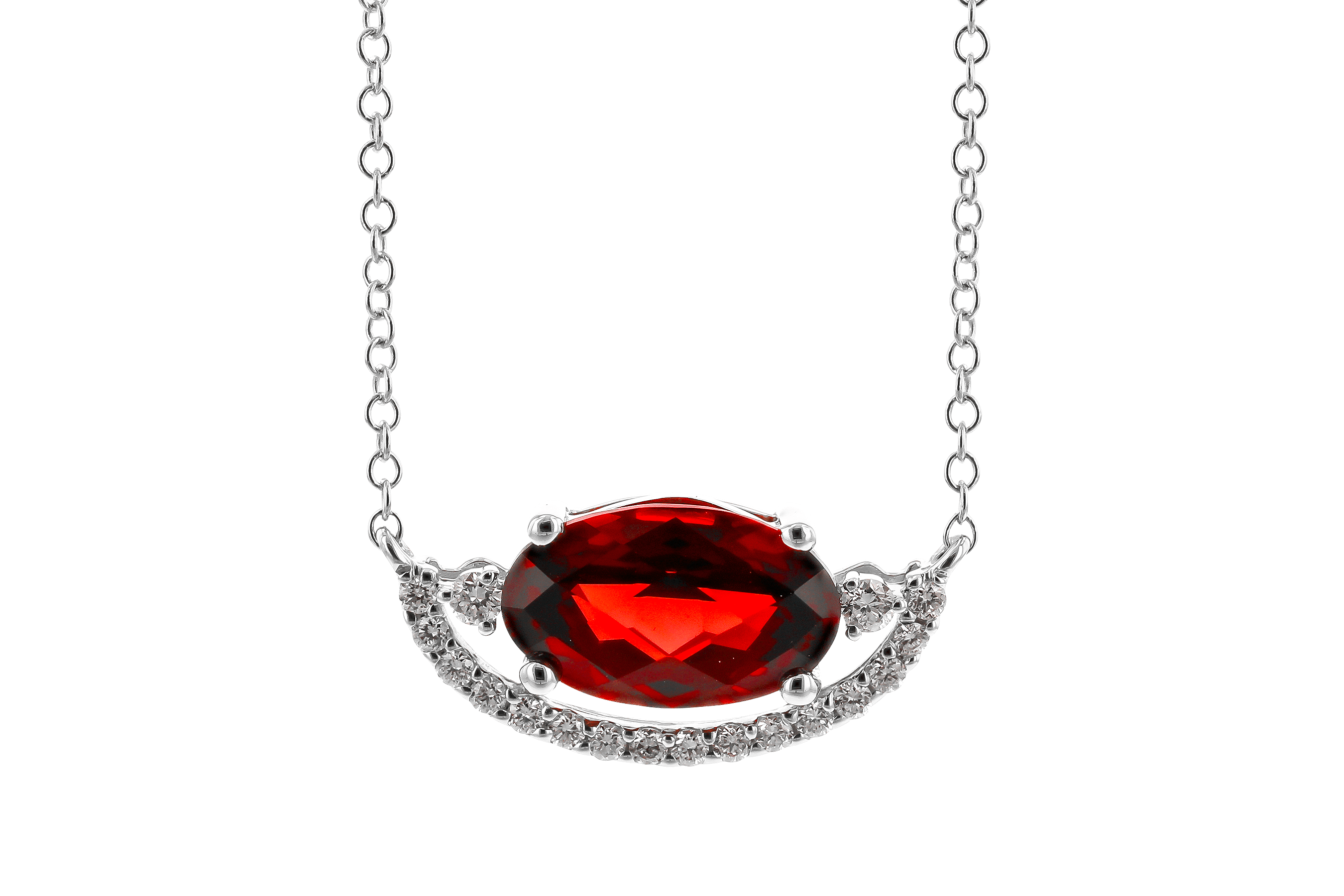 A283-84334: NECKLACE 1.94 GARNET 2.08 TGW (10x6MM GAR / 18")