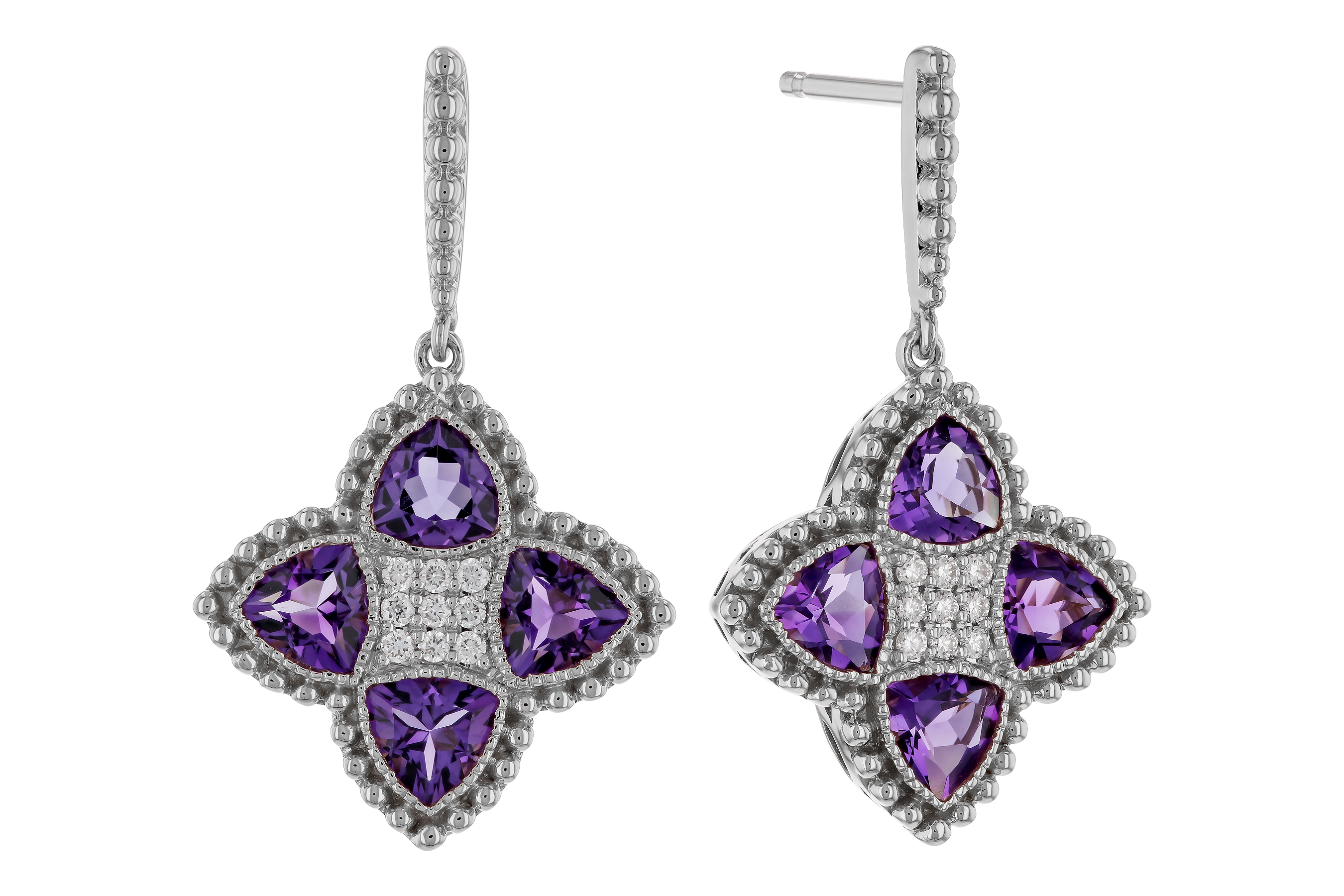 A283-87007: EARRINGS 1.41 AMETHYST 1.50 TGW
