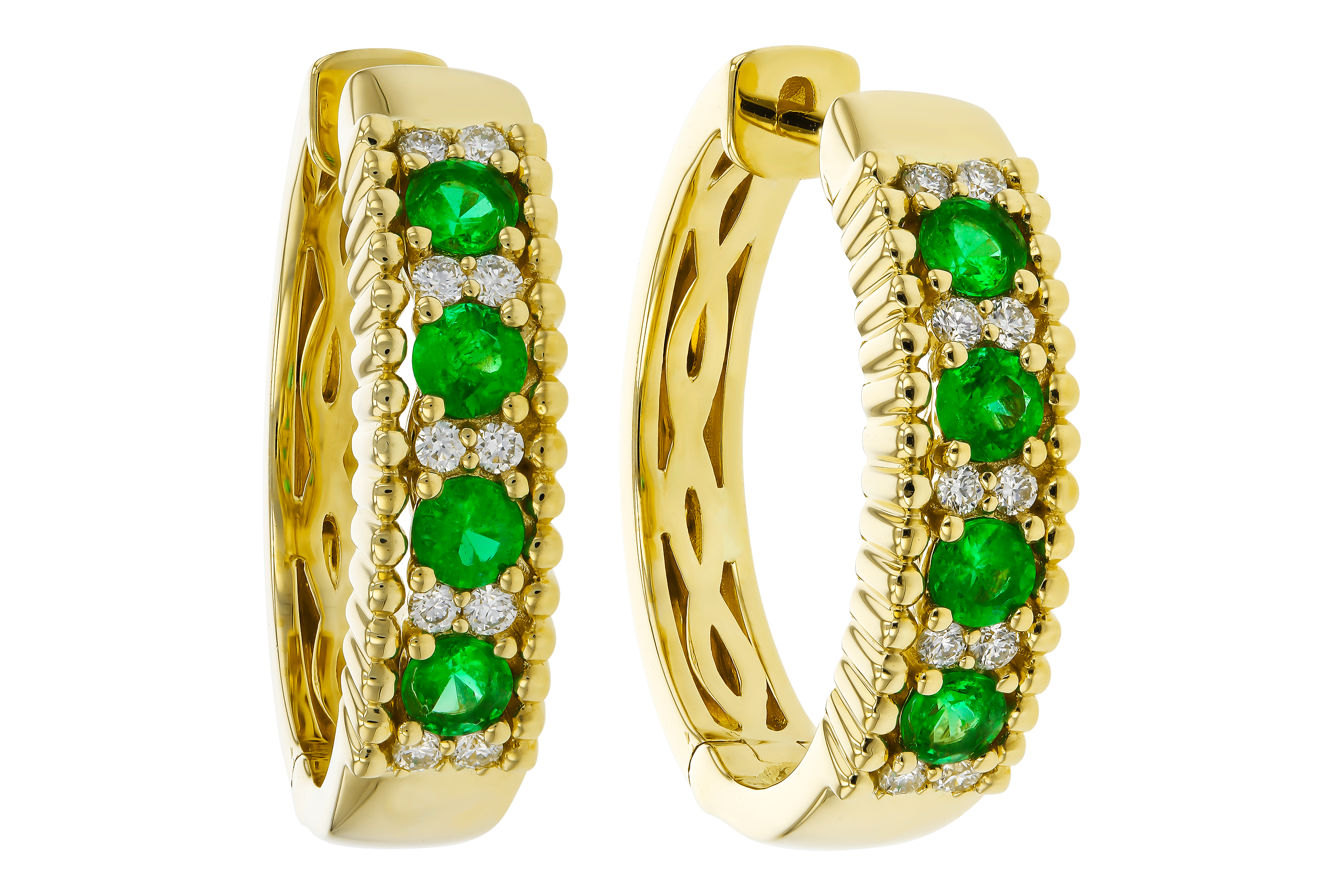 A283-90725: EARRINGS .33 TW EMERALD .45 TGW