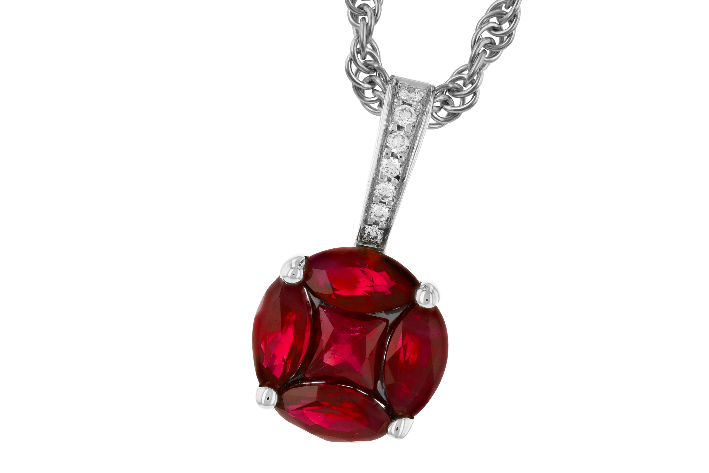 A284-73443: NECKLACE .80 RUBY .82 TW