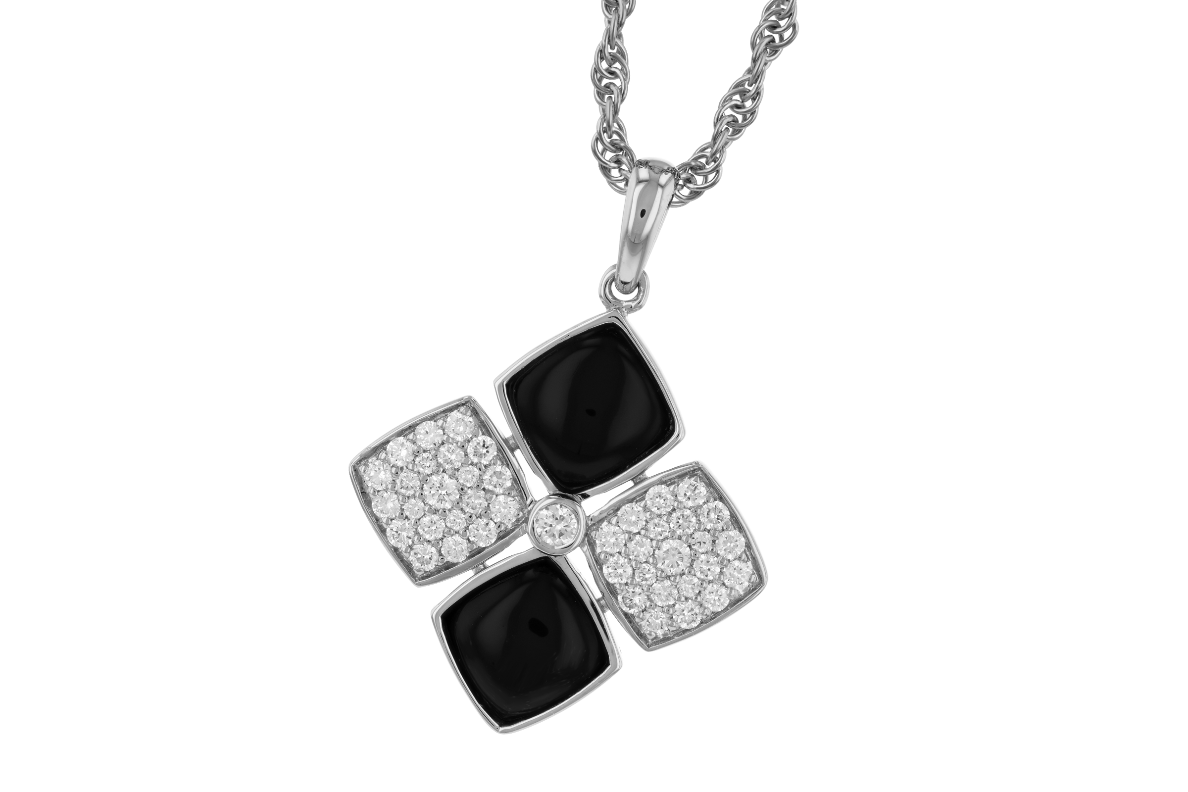 A284-74352: NECKLACE 1.23 TW ONYX 1.50 TGW