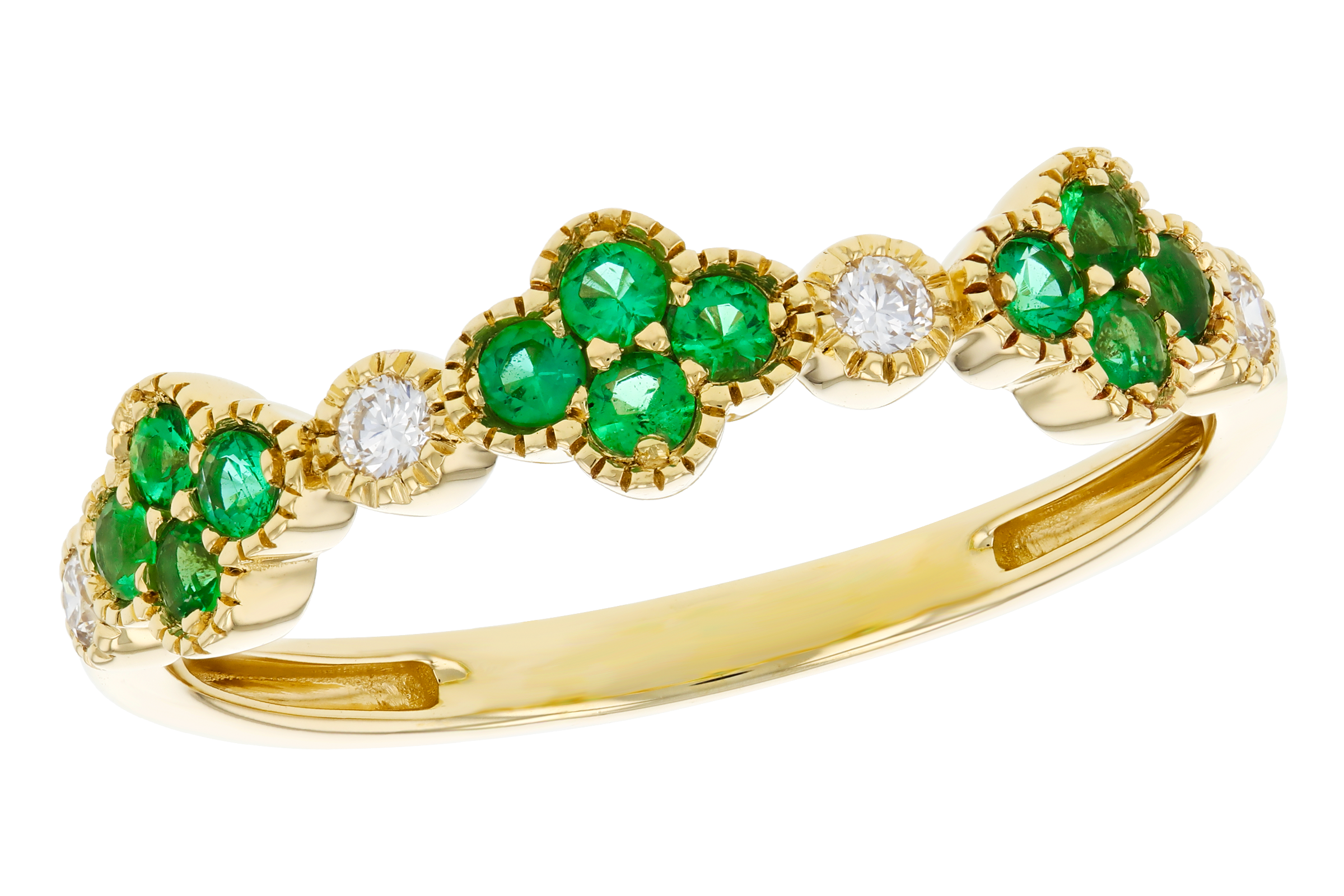 A284-76116: LDS WED RG .18 TW EMERALD .26 TGW