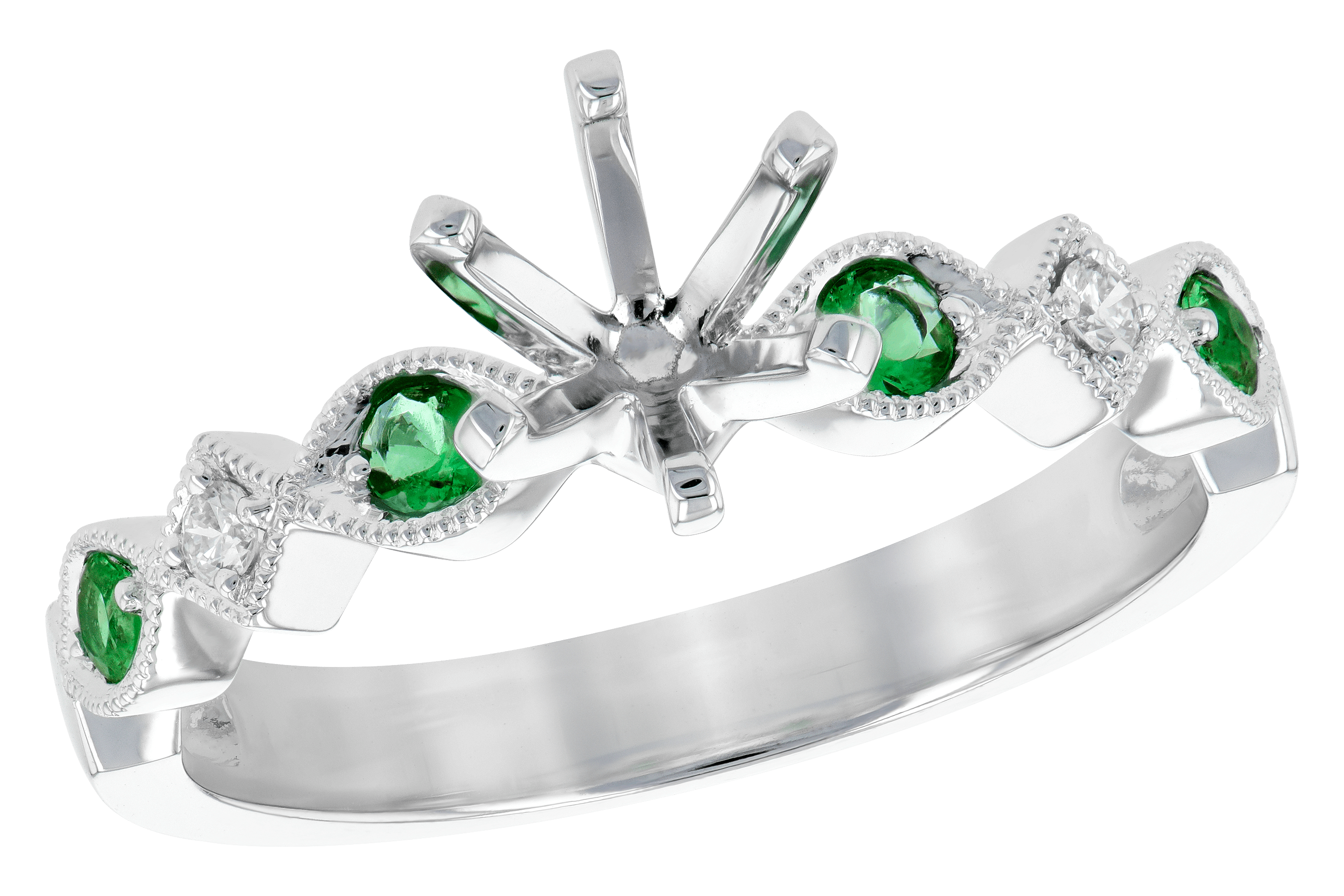 B199-29779: LDS SEMI DIA RG .12 EMERALD .16 TGW