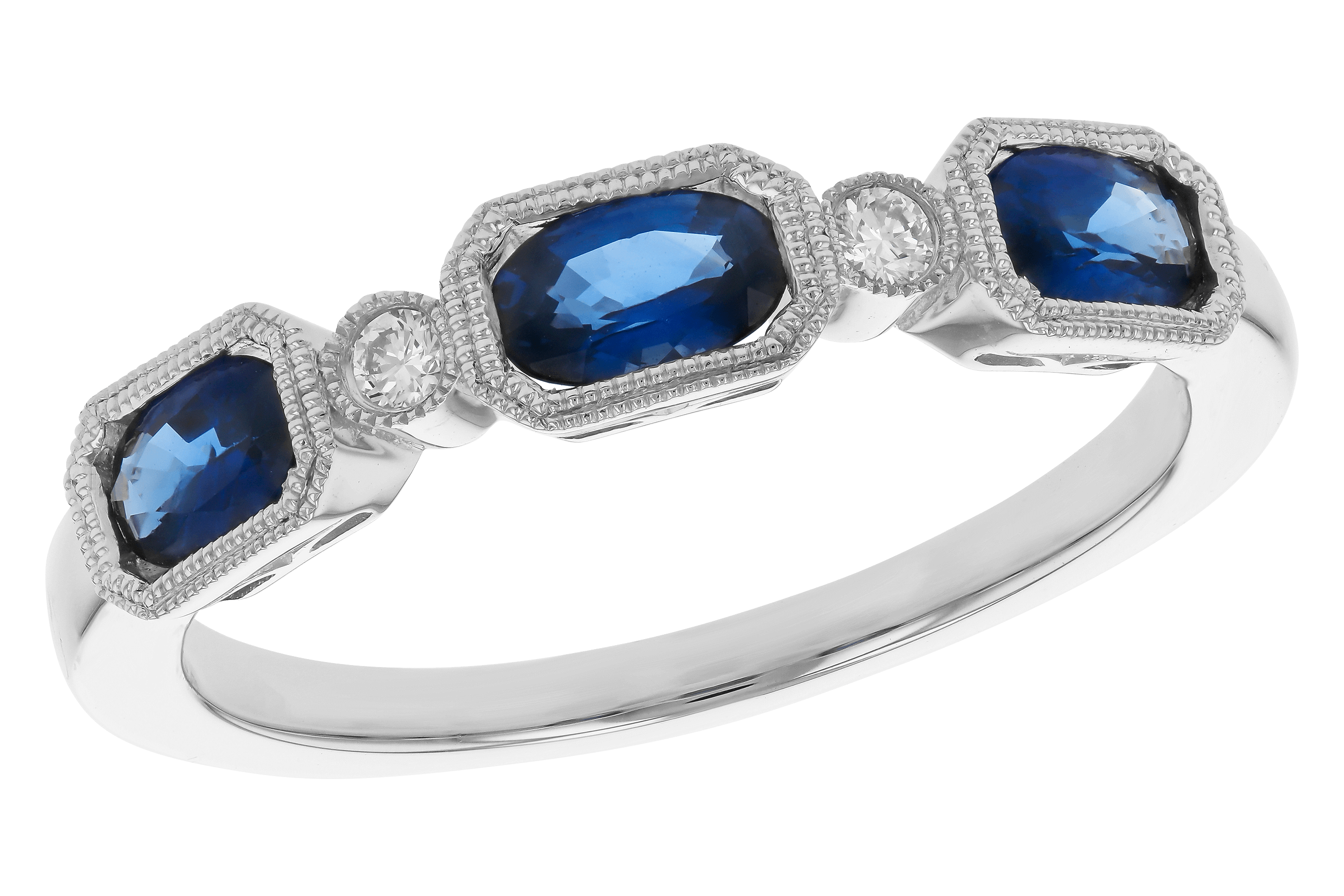 B283-84325: LDS WED RG .72 SAPPHIRE .77 TGW (4x3MM SAPP)