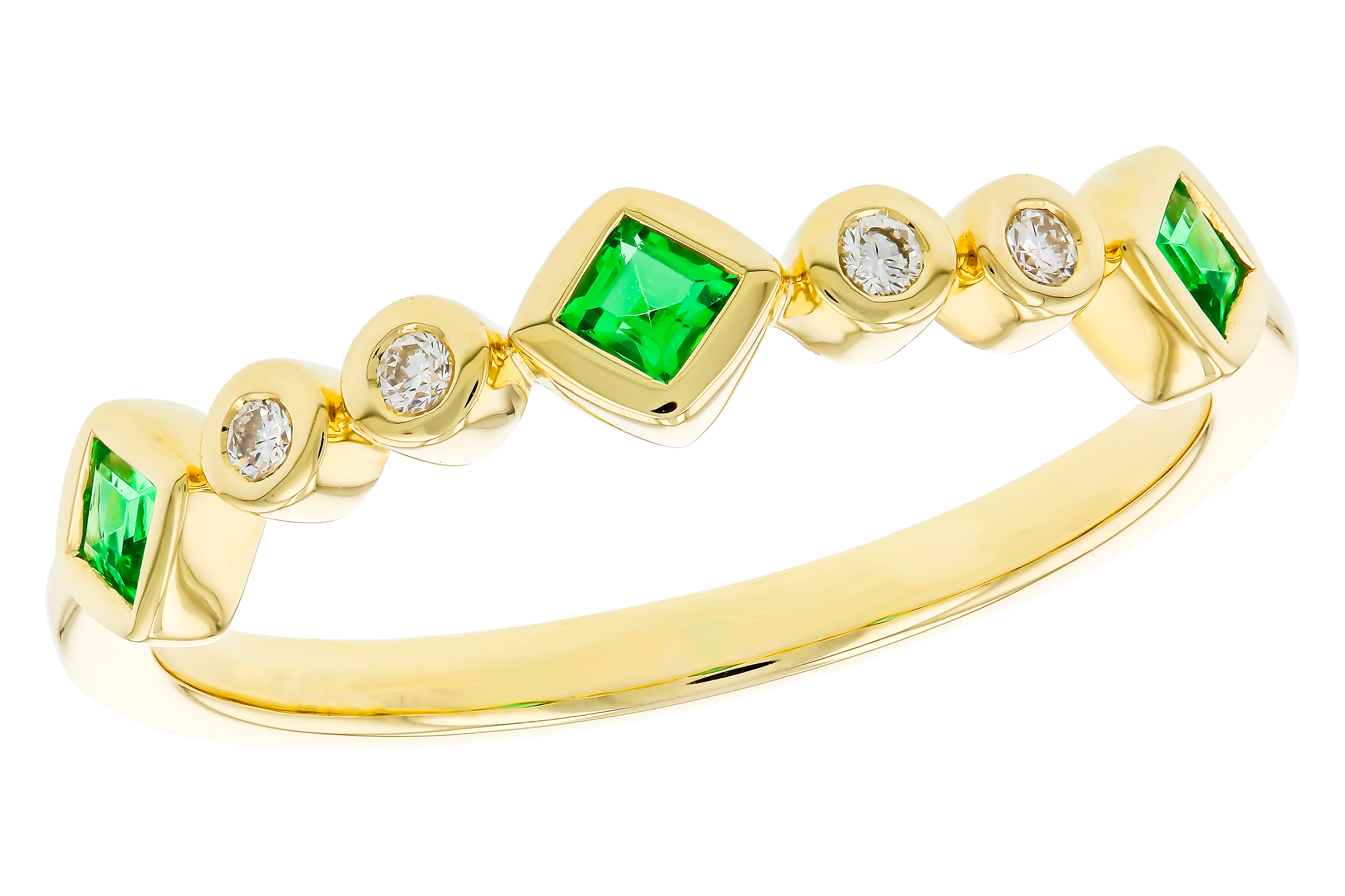 B283-87079: LDS WED RG .14 TW EMERALD .19 TGW