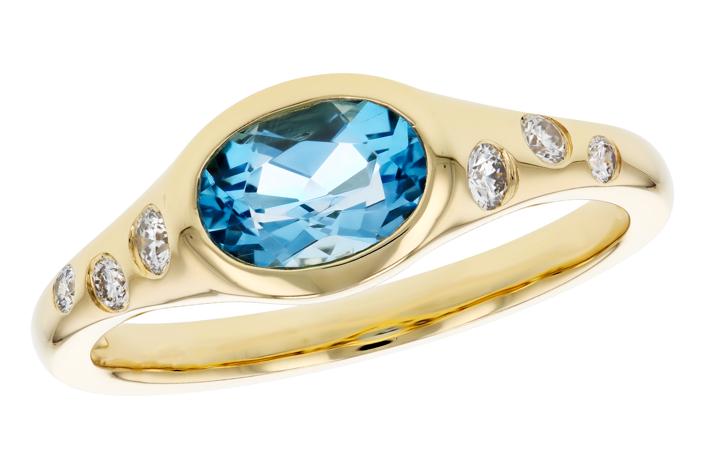 B284-75207: LDS RG .94 BLUE TOPAZ 1.08 TGW (7x5MM OV)