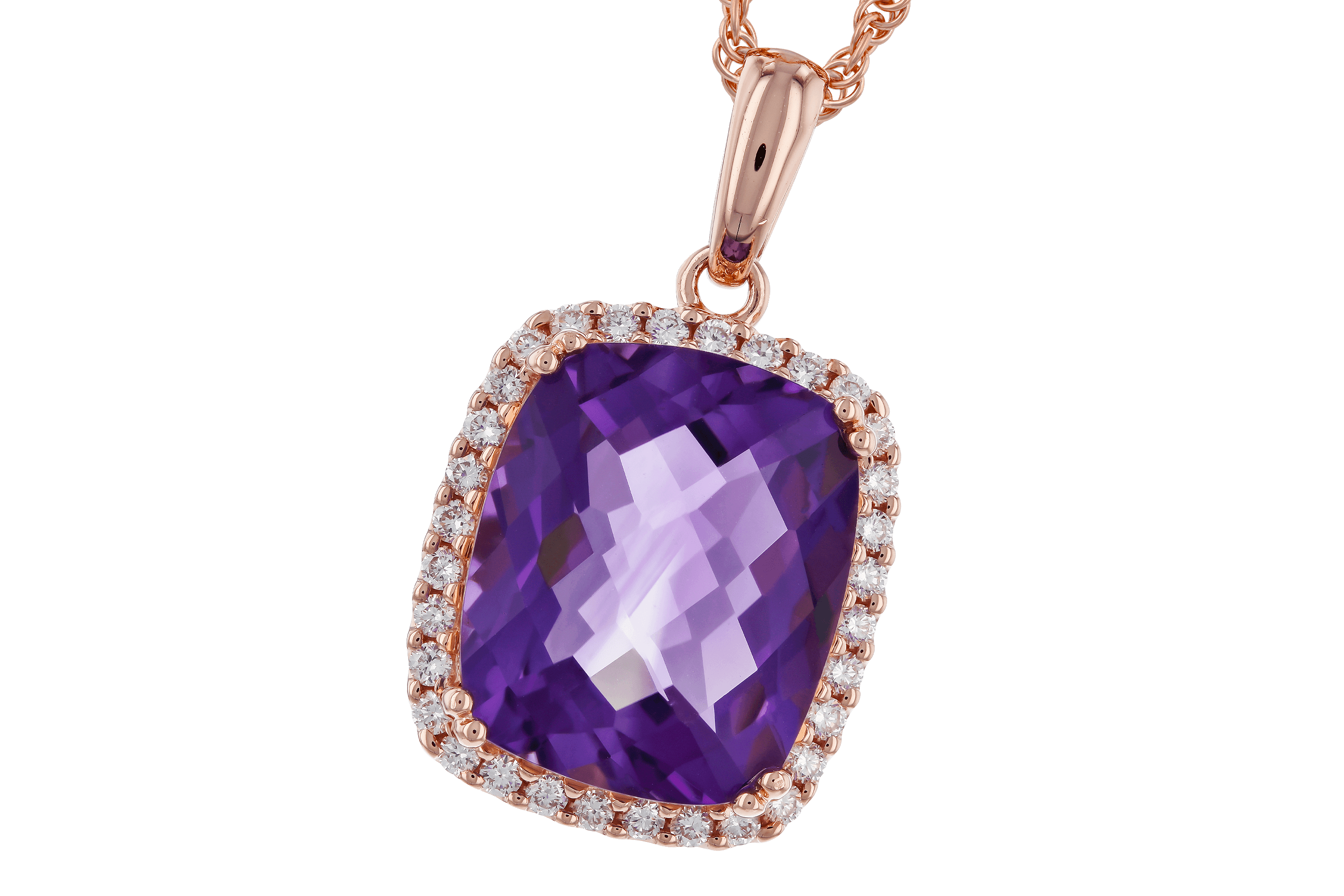 C283-85234: NECKLACE 4.57 AMETHYST 4.81 TGW (12x10MM CU)