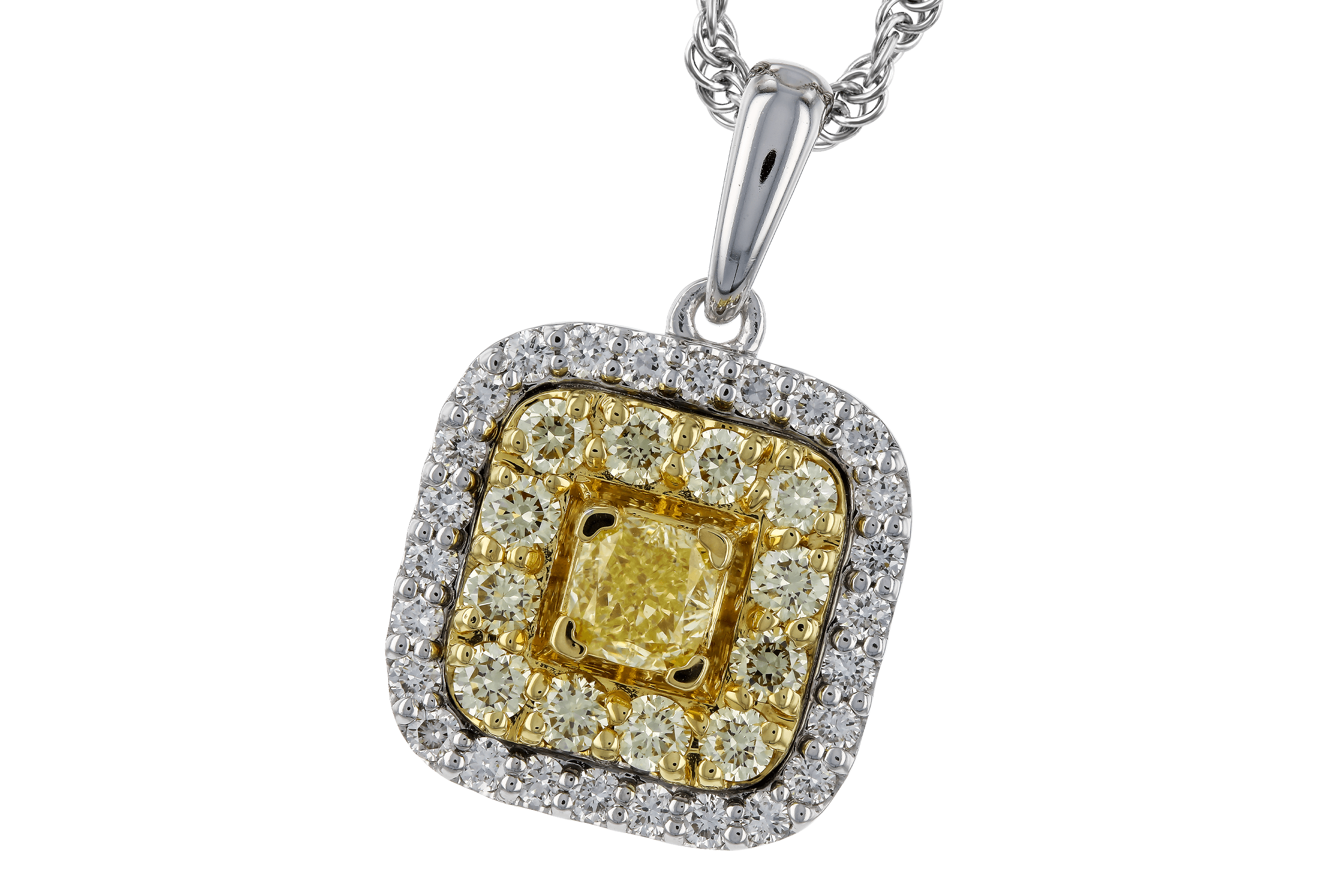 C283-86143: NECK .23 FANCY YELLOW DIAMONDS .65 TW