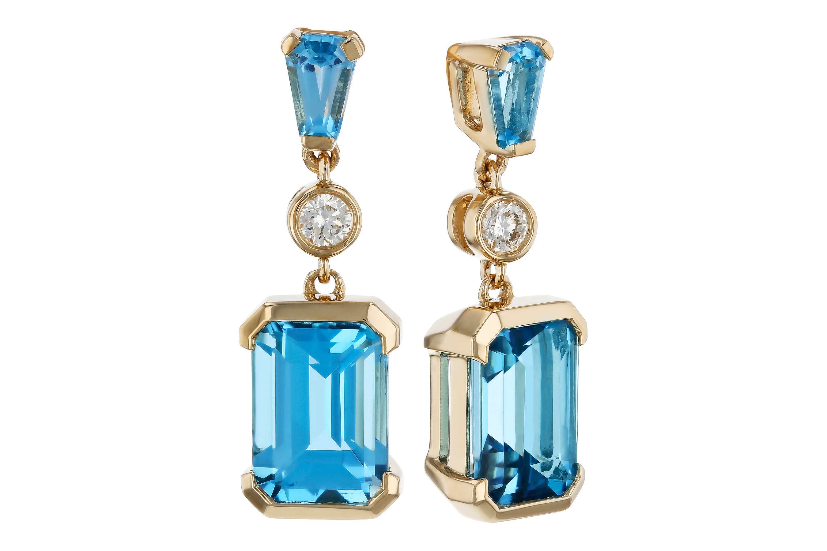 C283-89788: EARRINGS 2.37 TW BLUE TOPAZ 2.44 TGW