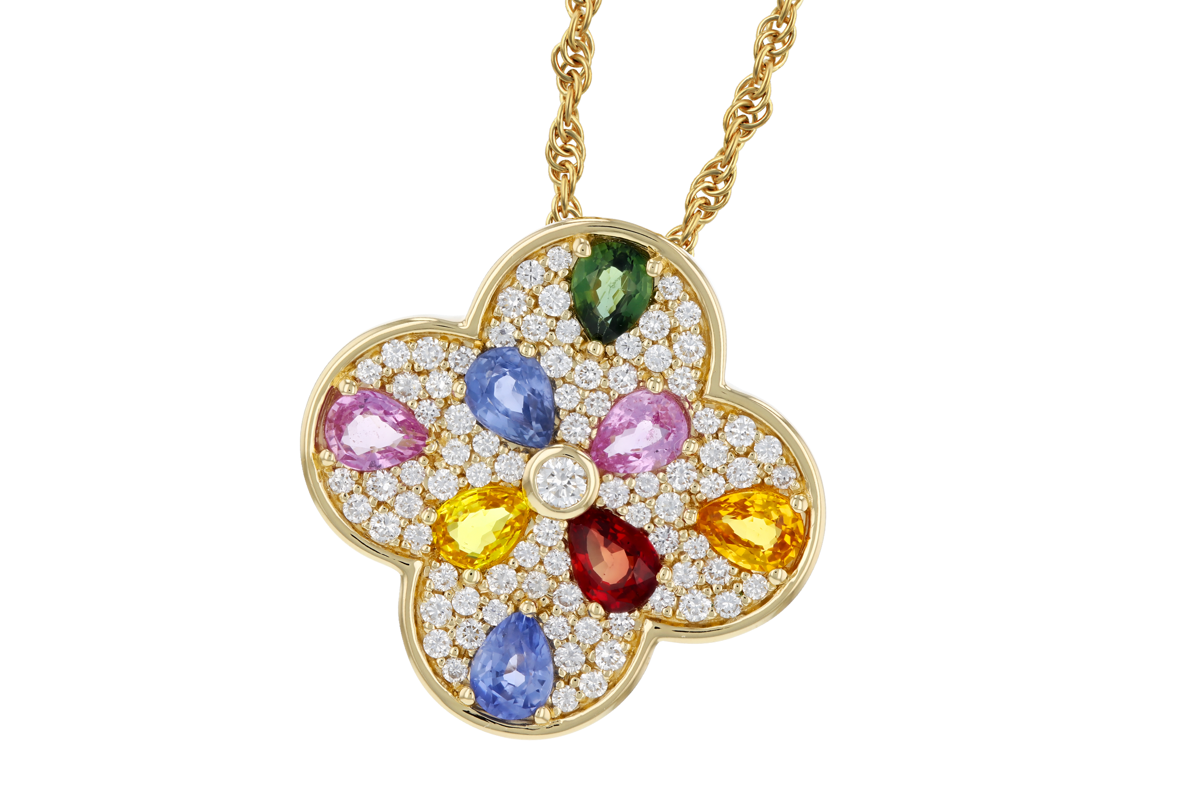C284-76134: NECKLACE 1.40 MULTI-COLOR SAPPH 1.82 TGW