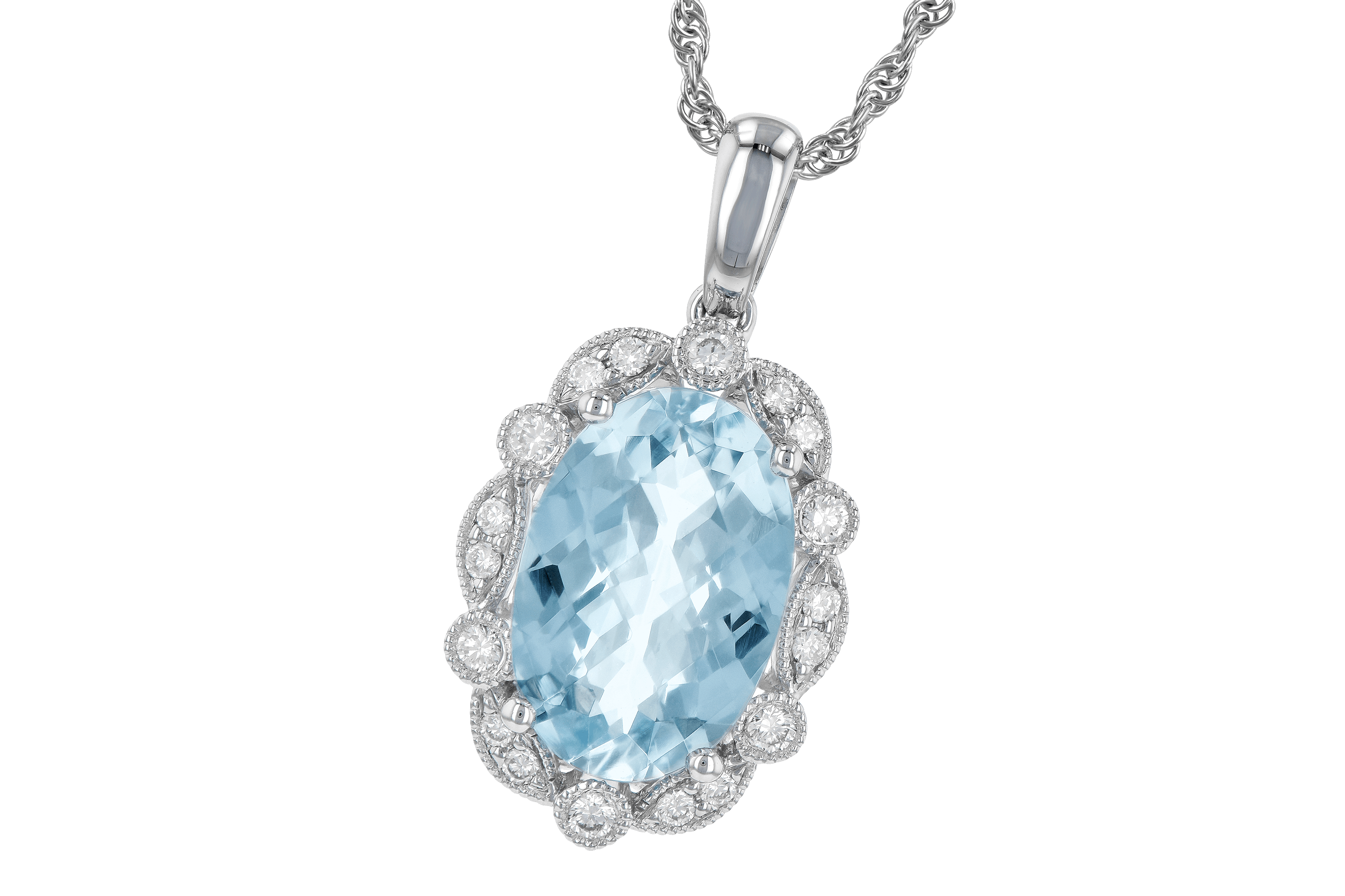 D199-33397: NECKLACE 2.40 AQUA 2.57 TGW (12x8MM AQ)