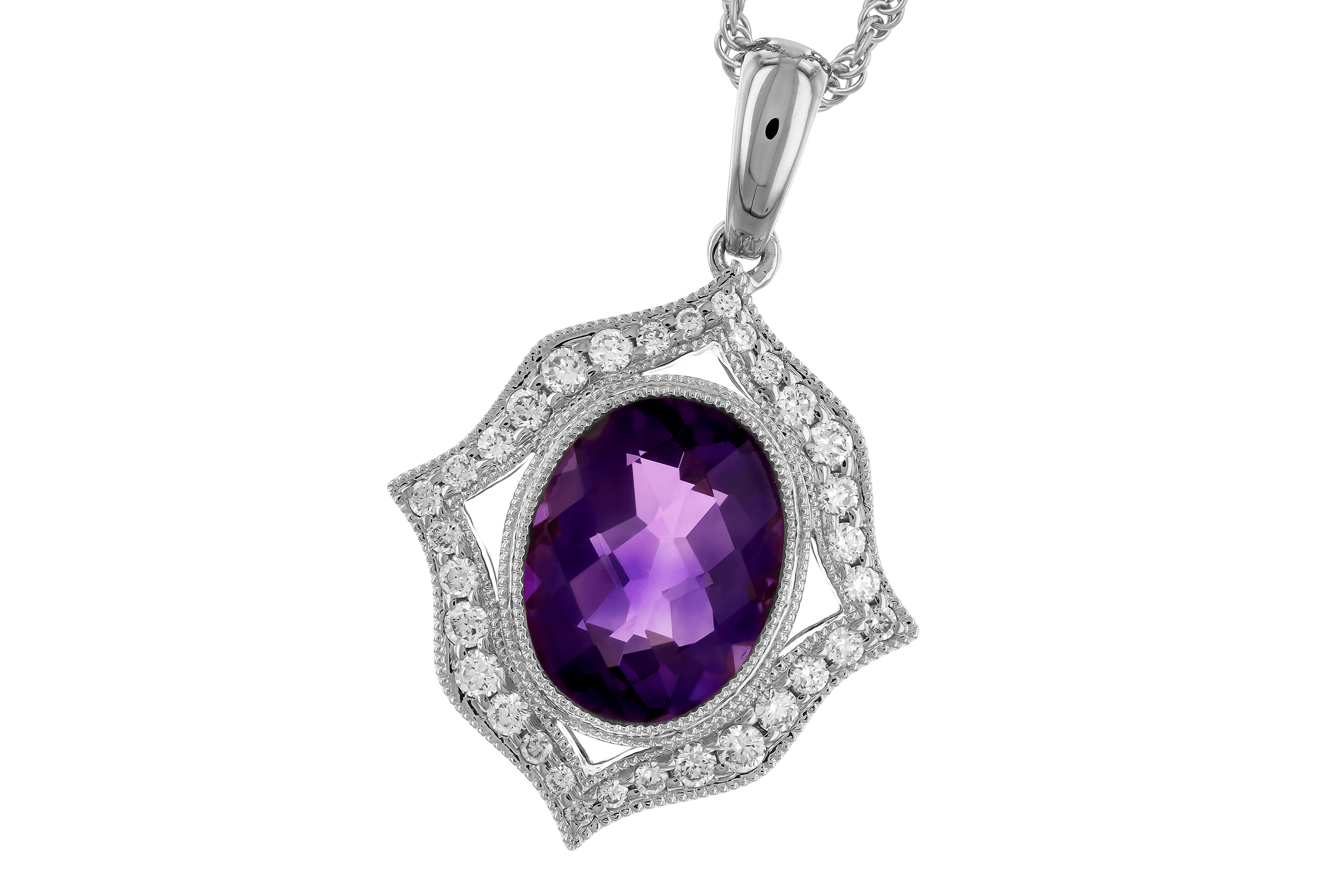 E282-97979: NECKLACE 1.52 AMETHYST 1.70 TGW (9x7 MM AMY)