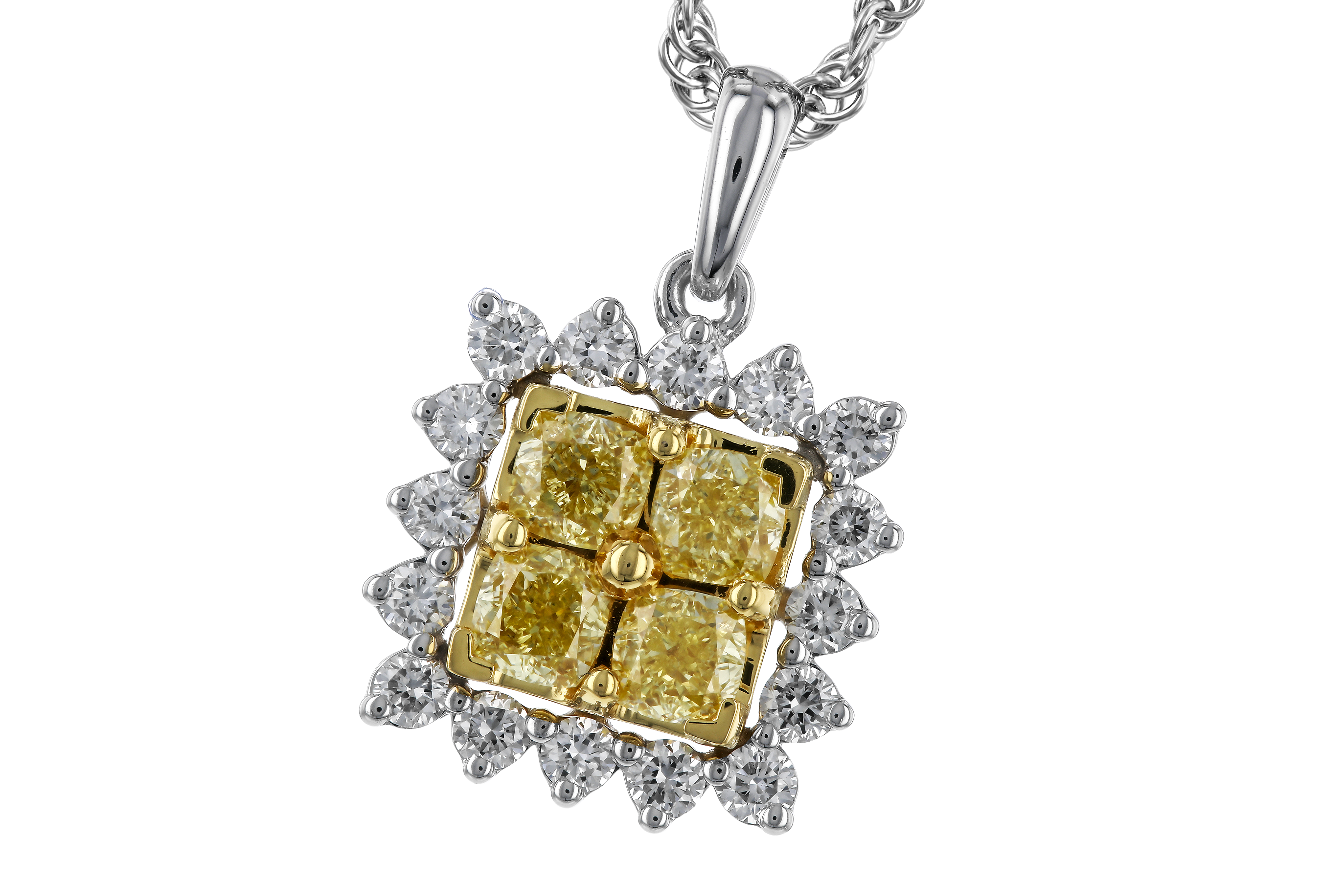 E283-86134: NECK .76 FANCY YELLOW DIAMONDS 1.09 TW
