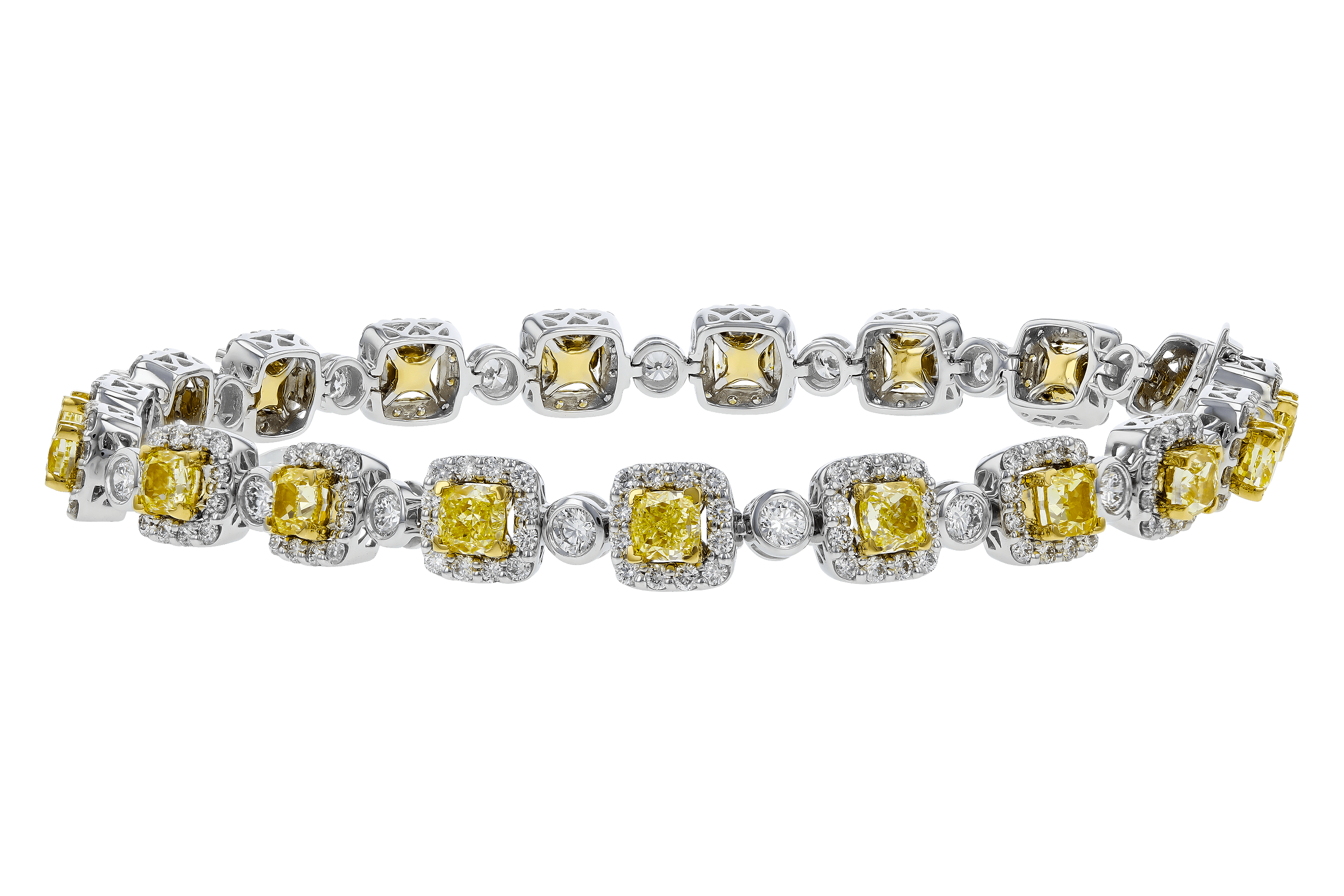 E283-86143: BRACELET 4.37 FANCY YELLOW DIAS 7.12 TW (7")