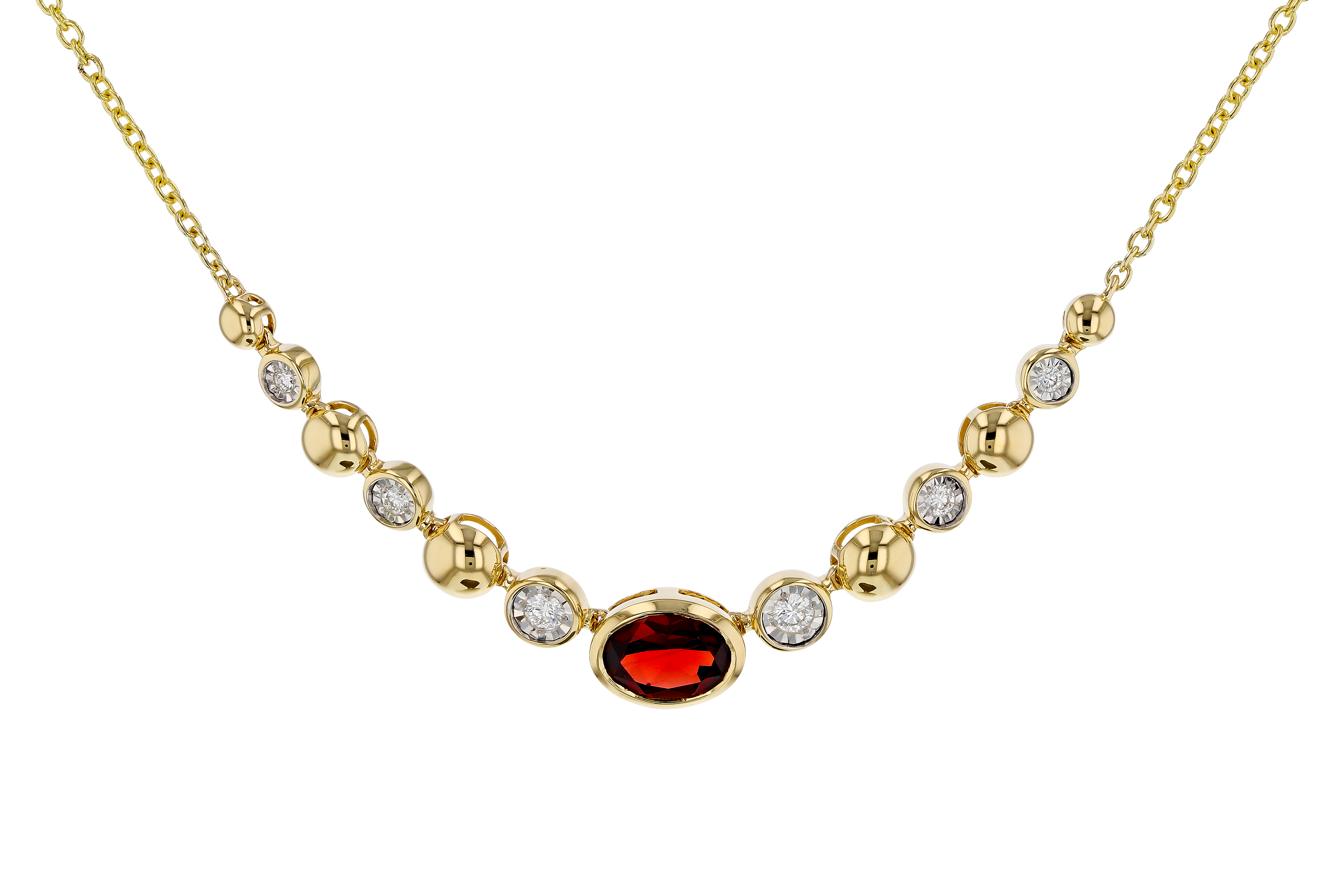 E283-89761: NECKLACE .88 GARNET 1.00 TGW (17")