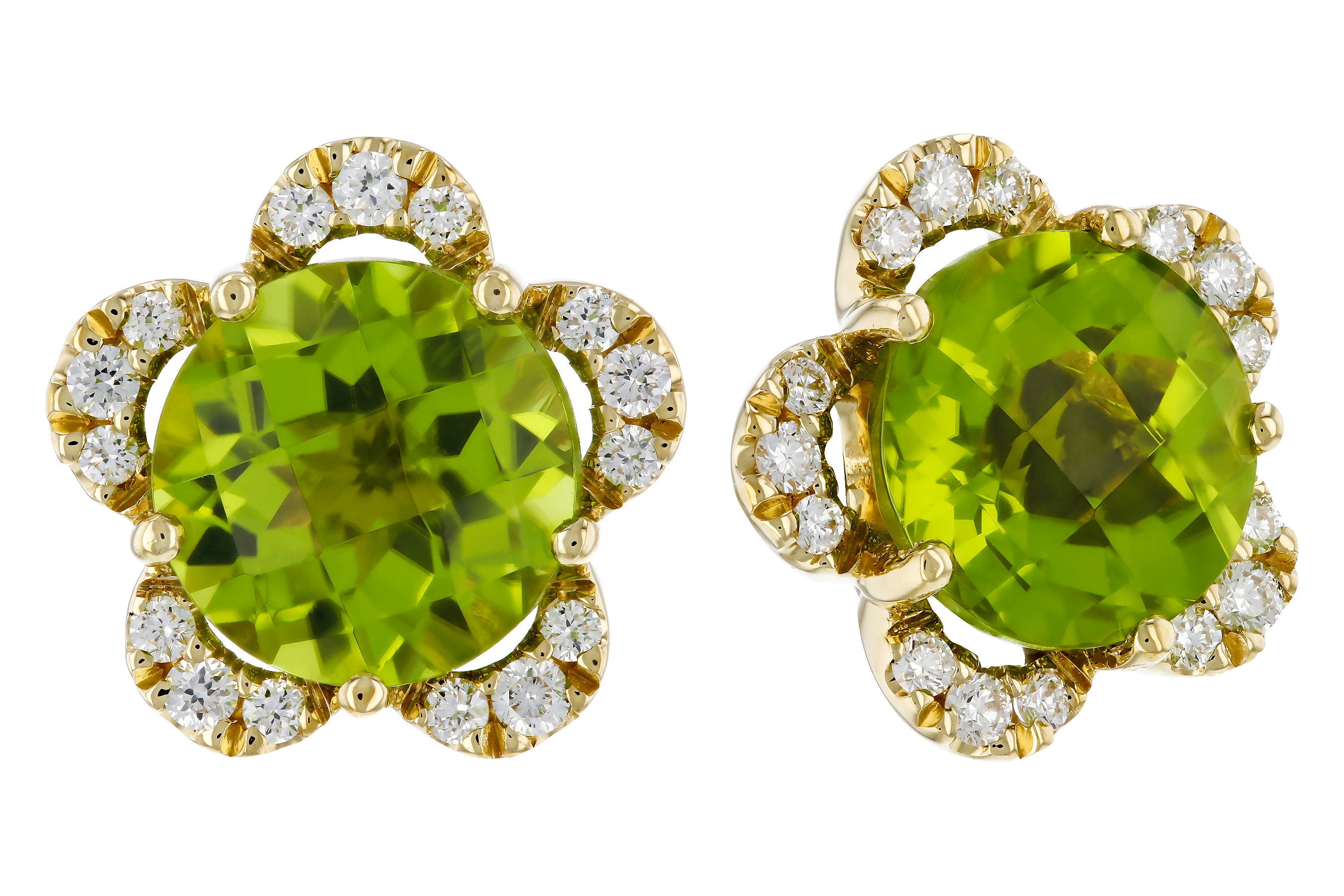 E283-90661: EARRINGS 2.93 PERIDOT 3.10 TGW (7MM RD)