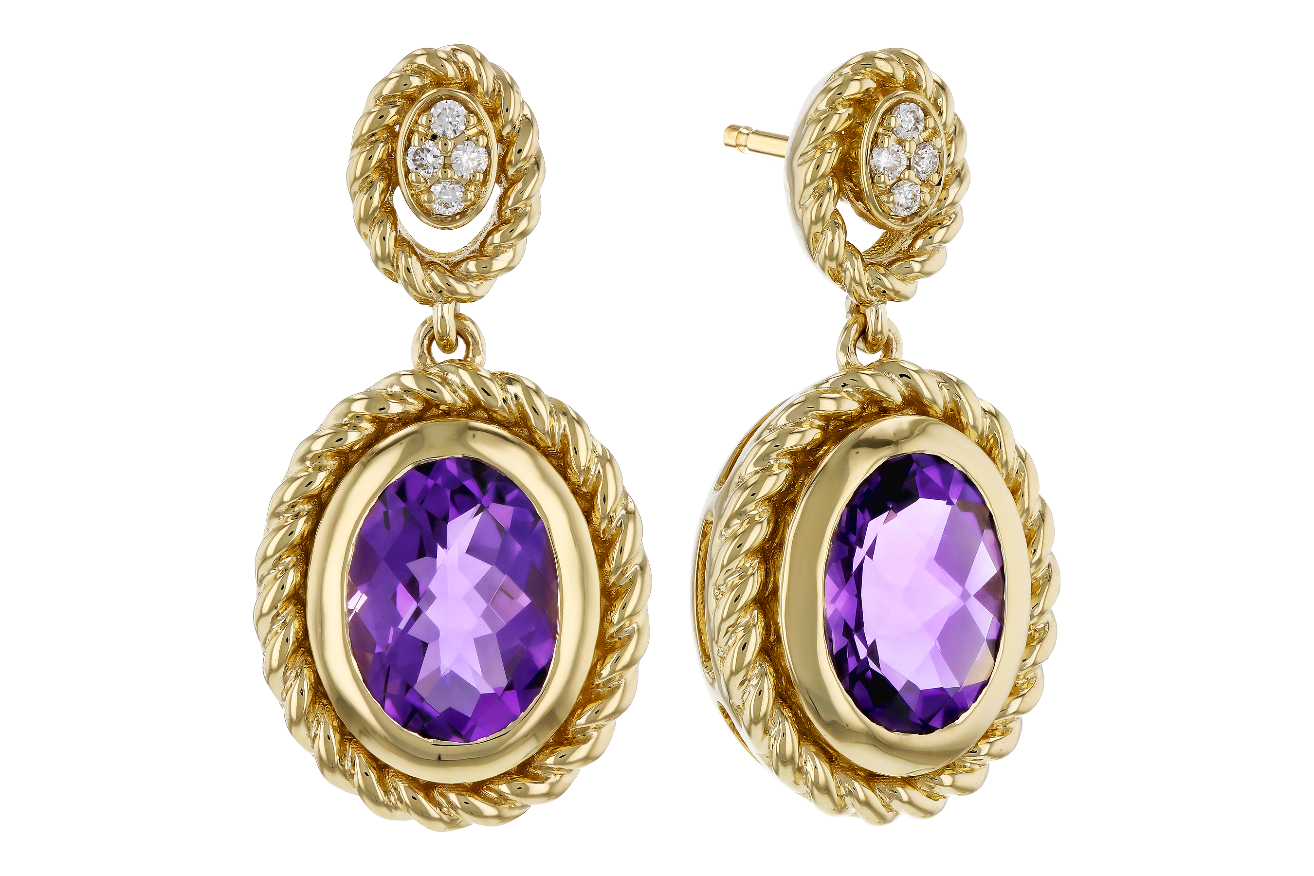 E283-90670: EARRINGS 1.98 AMETHYST 2.02 TGW (8x6MM AMY)