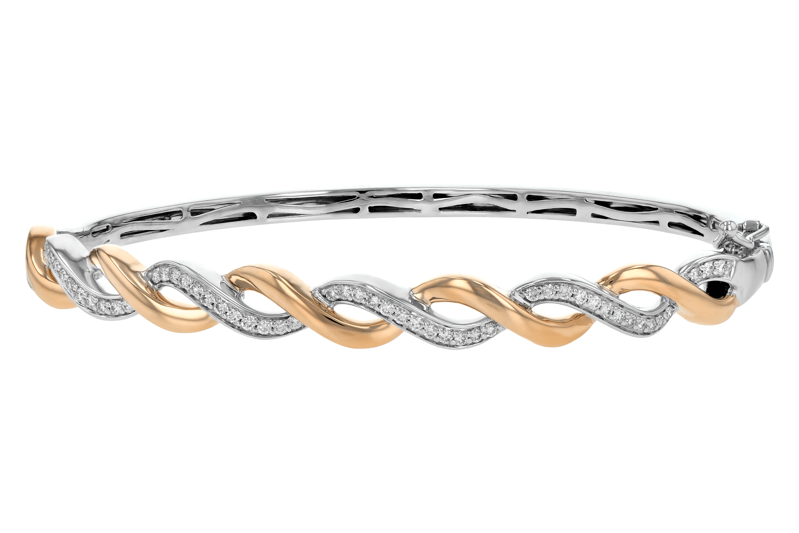 F198-42461: BANGLE BRACELET .42 TW (ROSE & WG)