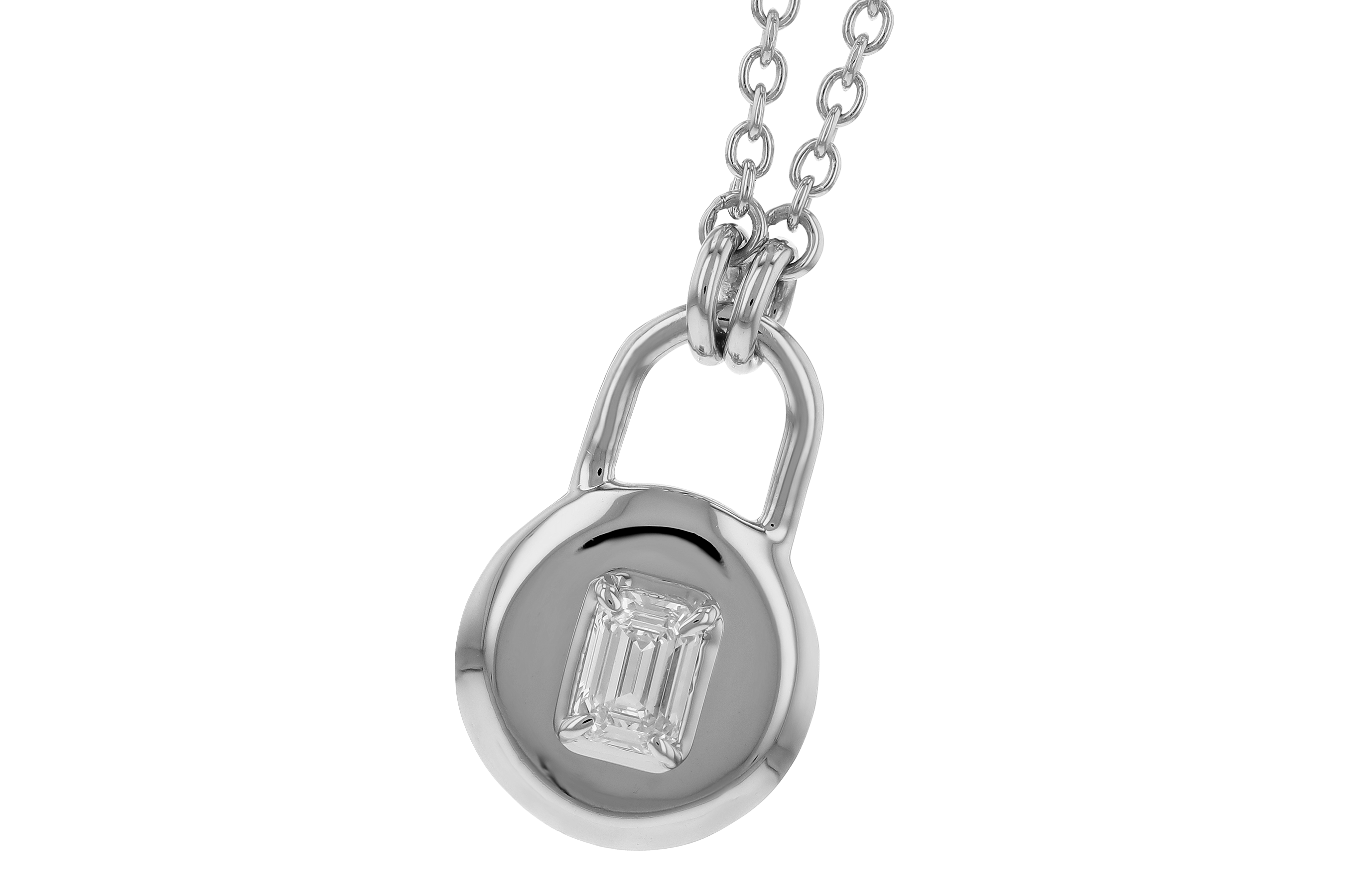 F282-97961: NECKLACE .19 EMERALD CUT (18")