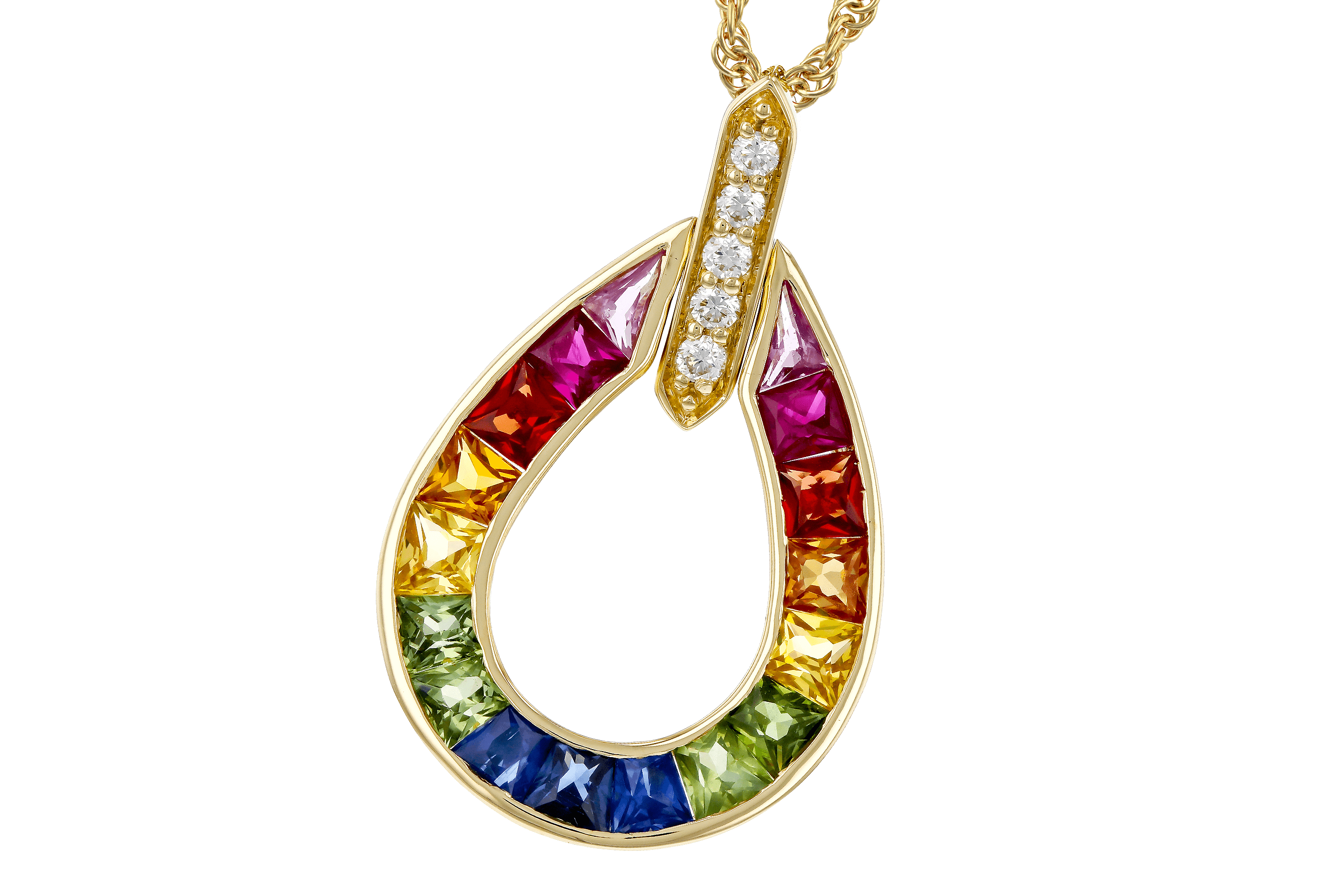 F283-85215: NECKLACE 1.10 MULTI-COLOR SAPPH 1.15 TGW