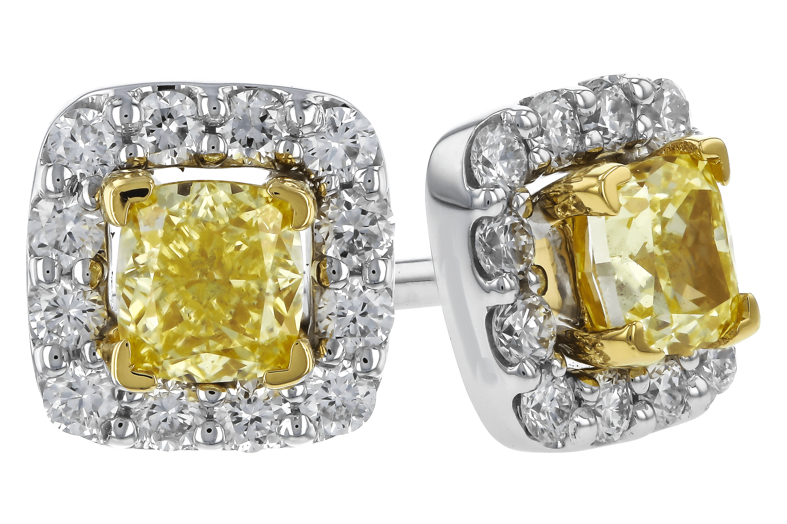 F283-86134: EARR .38 FANCY YELLOW DIAMONDS .54 TW