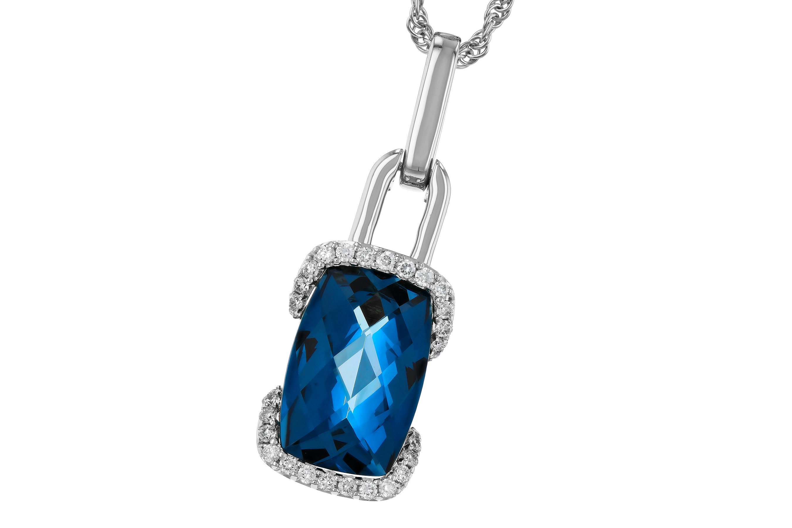 F283-90670: NECK 3.75 LONDON BLUE TOPAZ 3.90 TGW (12x8MM LBT)