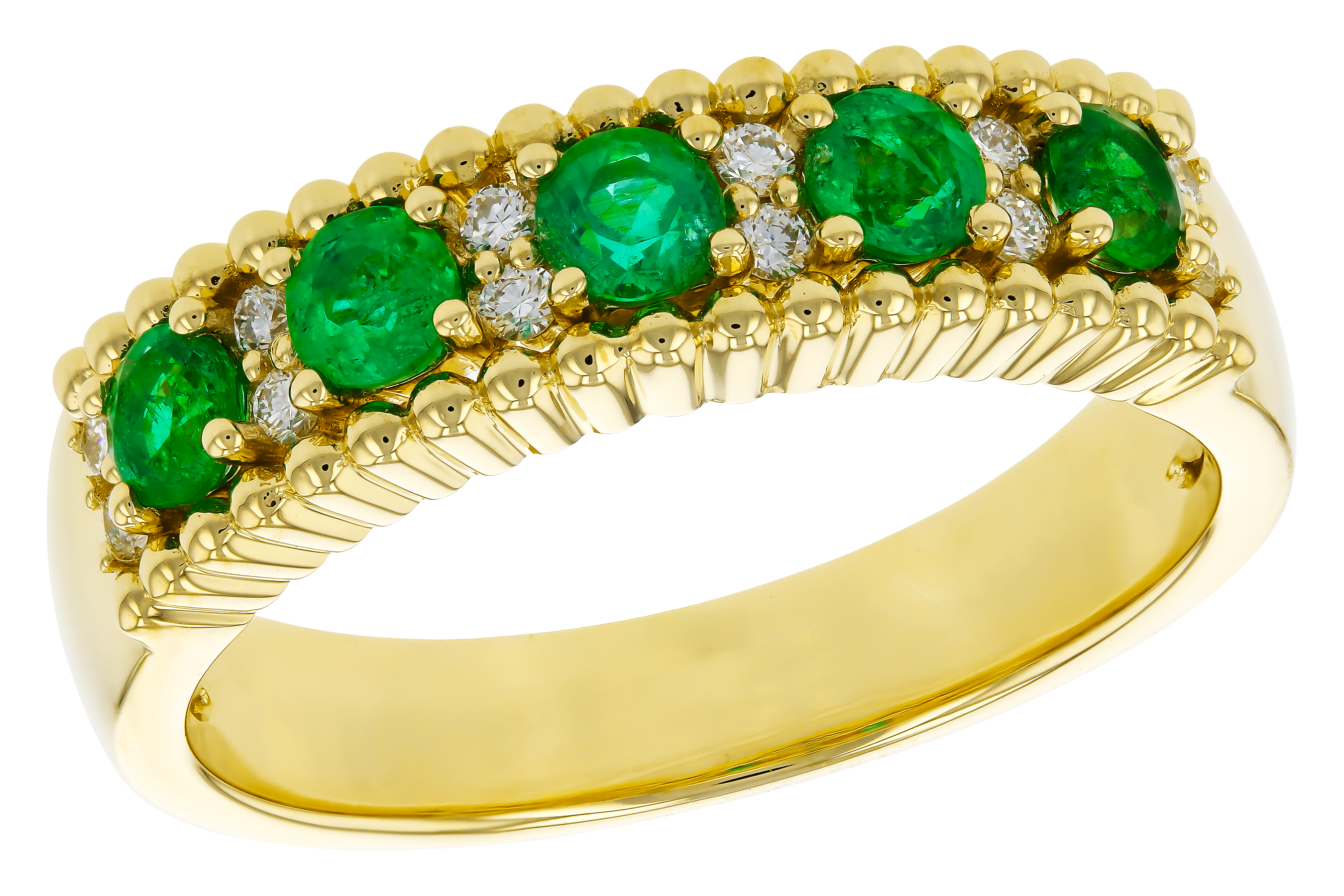 F283-90715: LDS WED RG .48 TW EMERALD .60 TGW