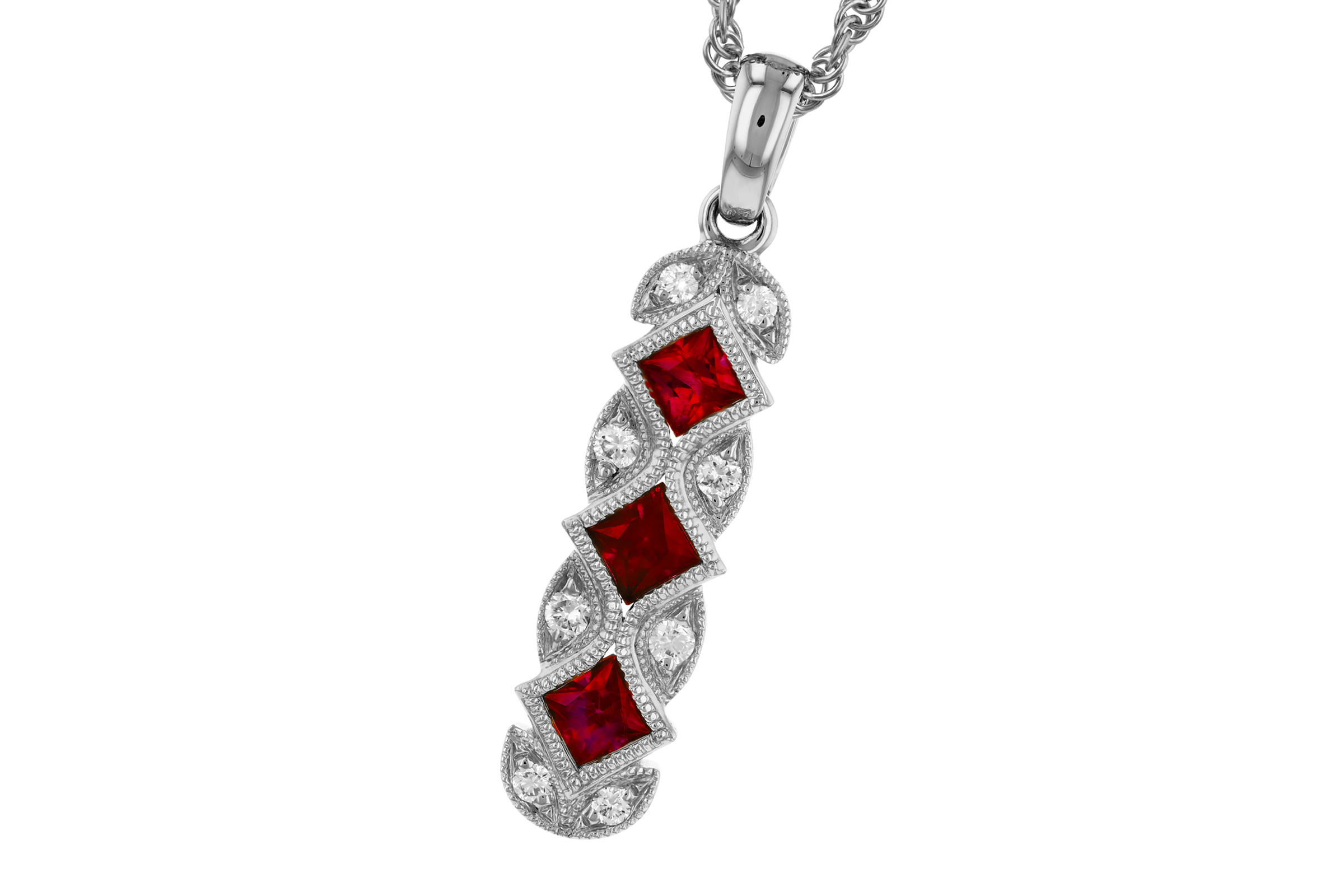 F284-74315: NECKLACE .55 TW RUBY .64 TGW