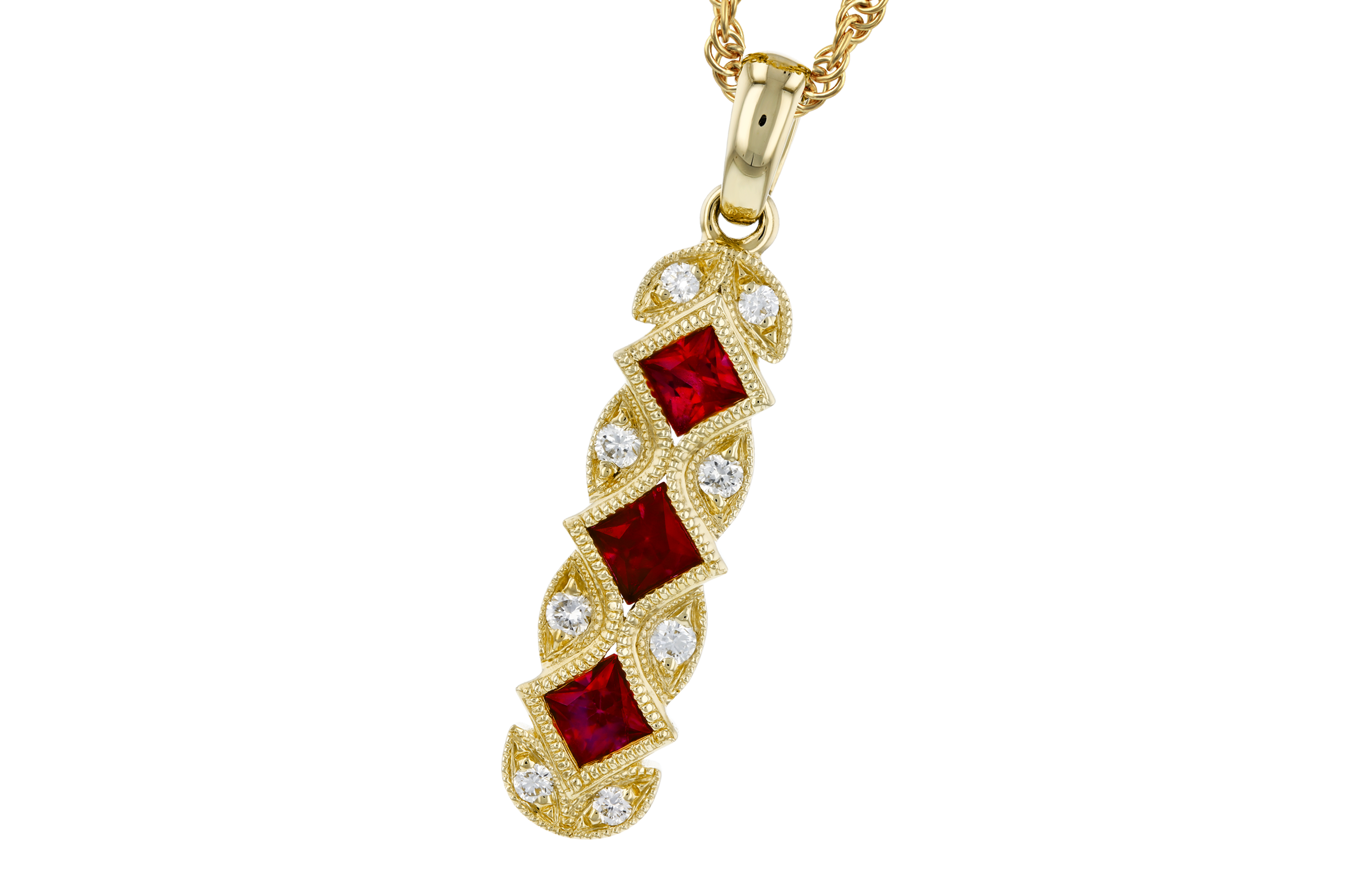 F284-74315: NECKLACE .55 TW RUBY .64 TGW