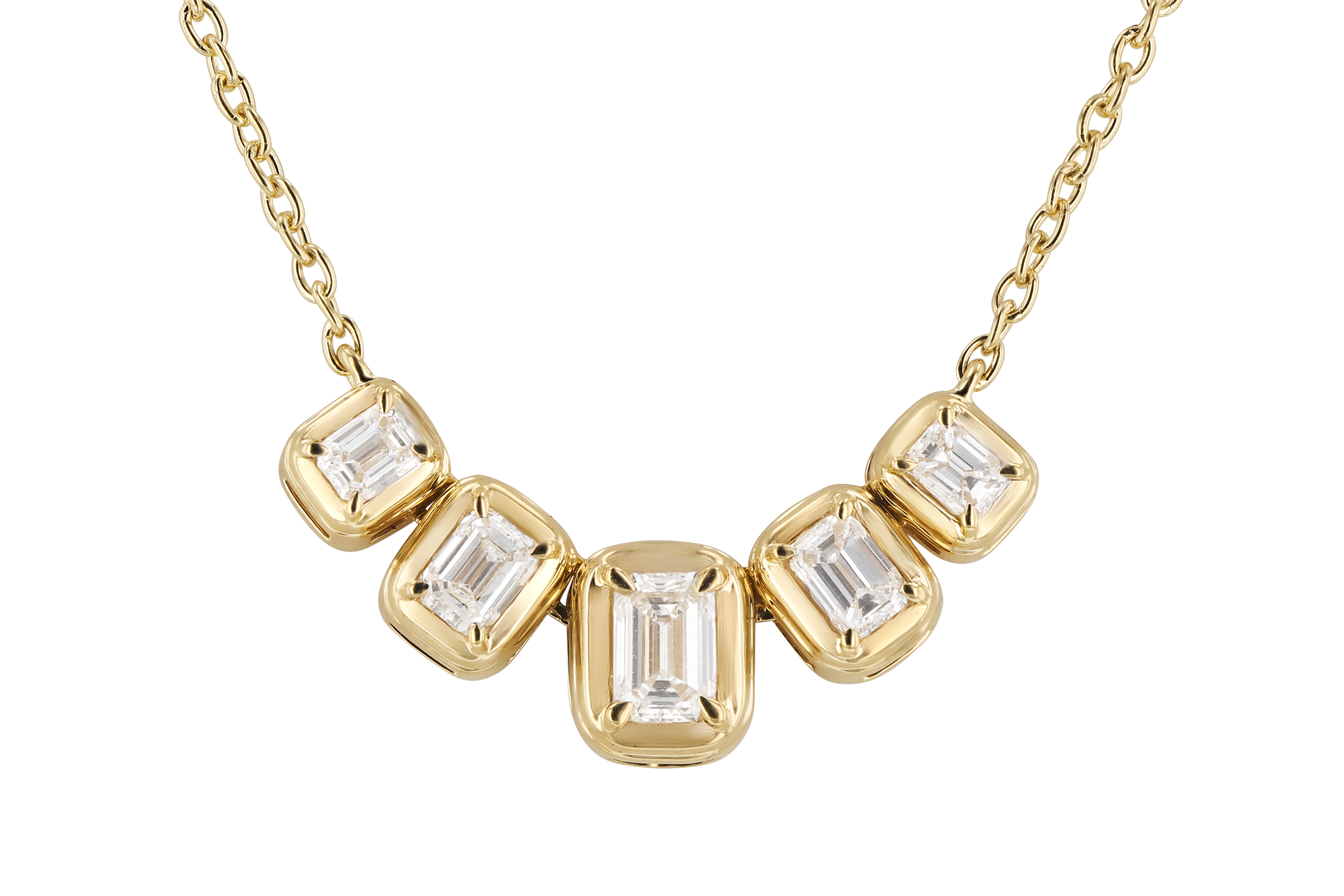 F284-76106: NECKLACE .87 TW EMERALD CUT DIA (18")