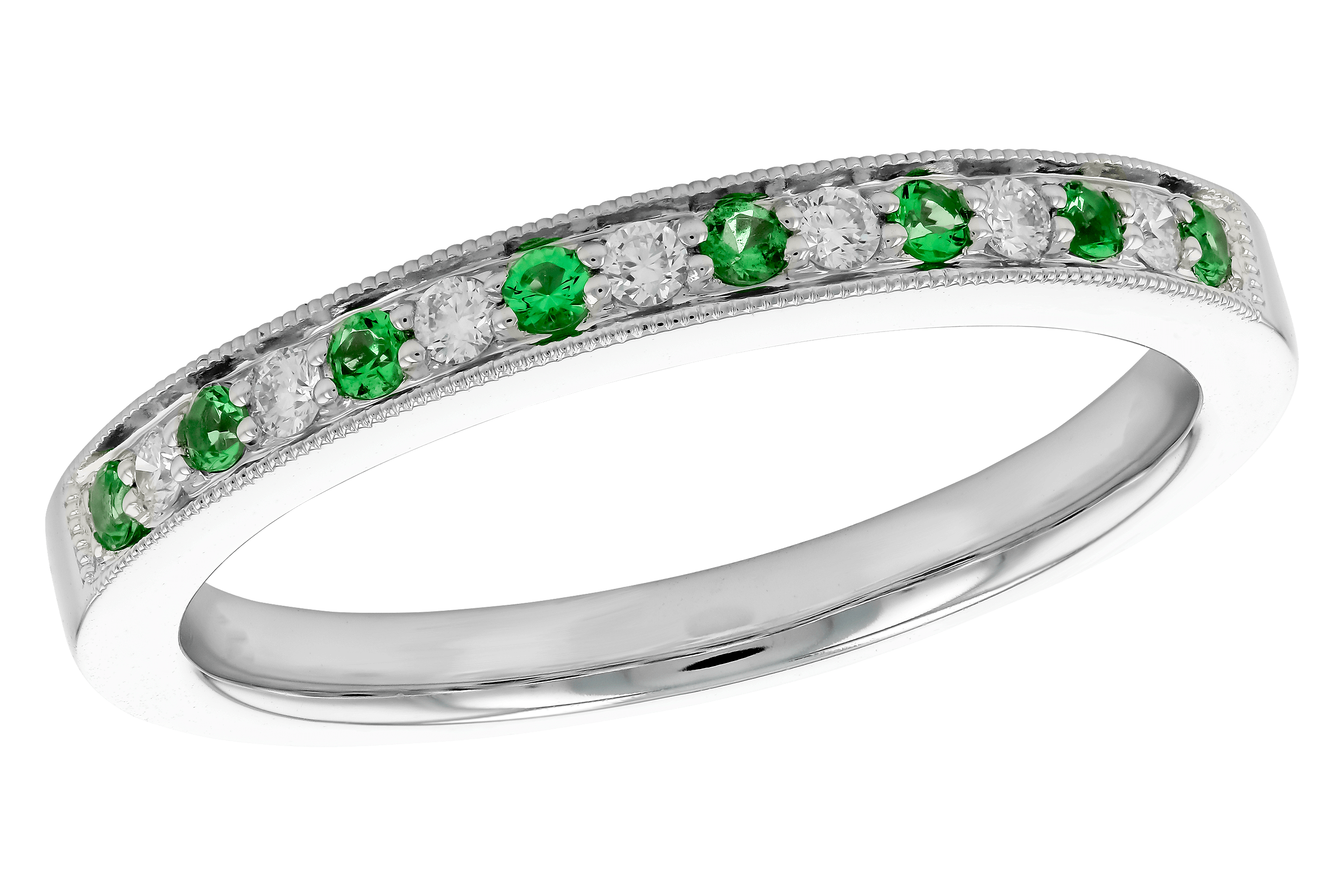 G282-99815: LDS WED RG .07 EMERALD .16 TGW