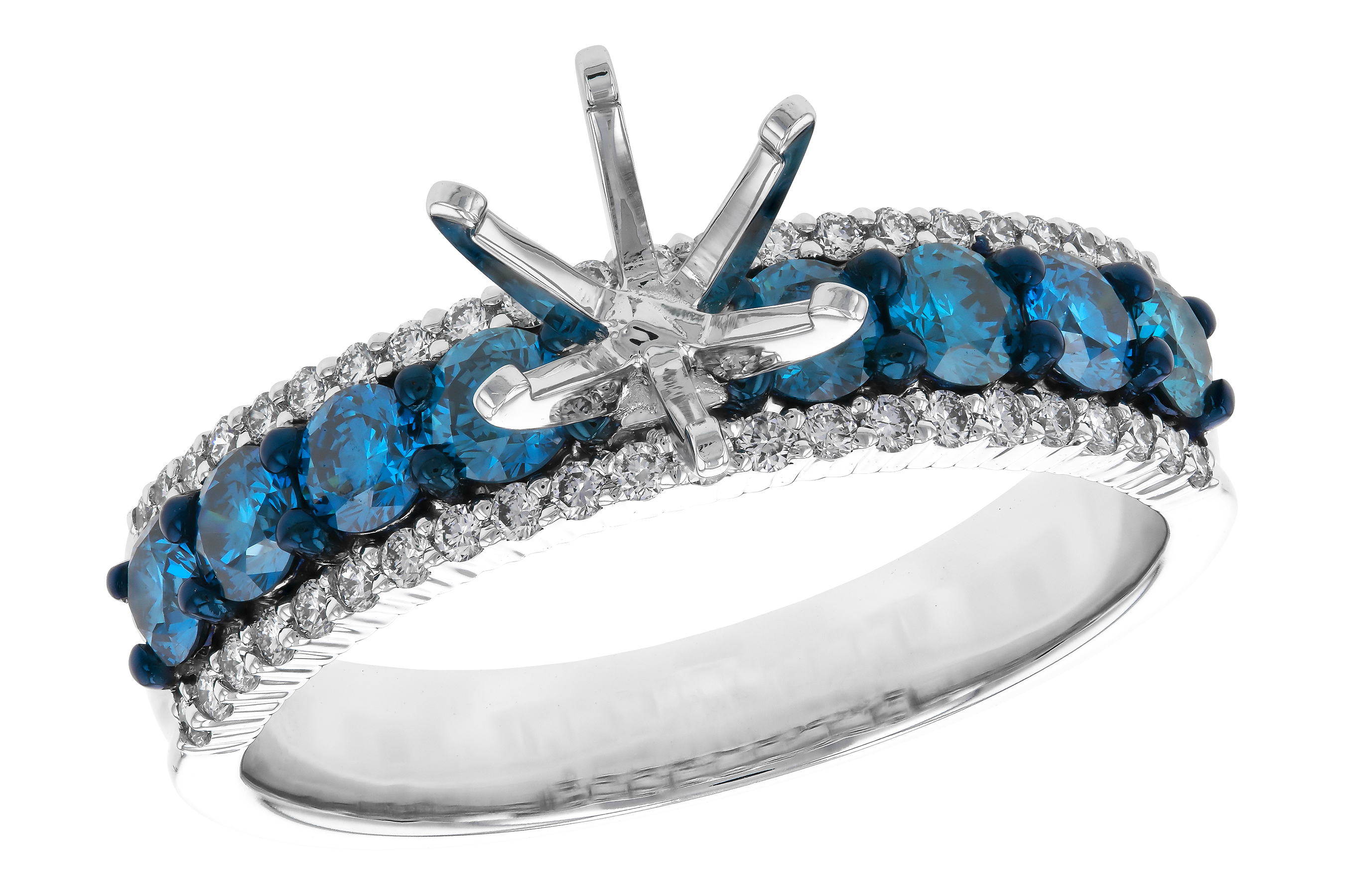 G283-87061: LDS SEMI DIA RG .72 BLUE DIAS .92 TW