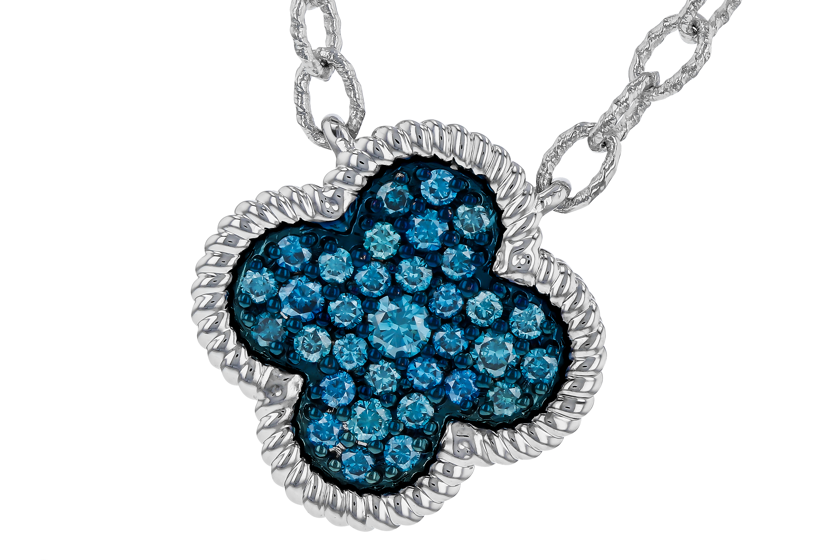 G283-87070: NECKLACE .33 TW BLUE DIAMONDS