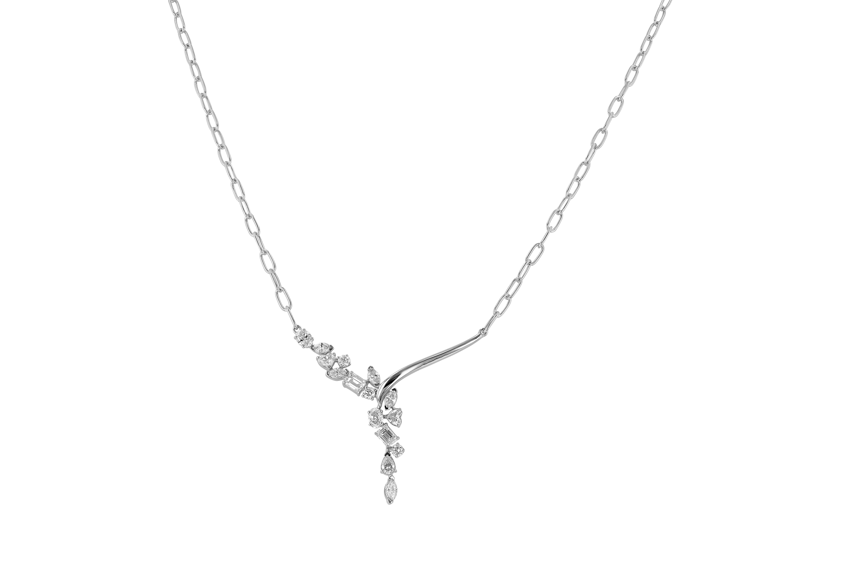 H282-97952: NECKLACE 1.22 TW FANCY CUT DIAMONDS (18")