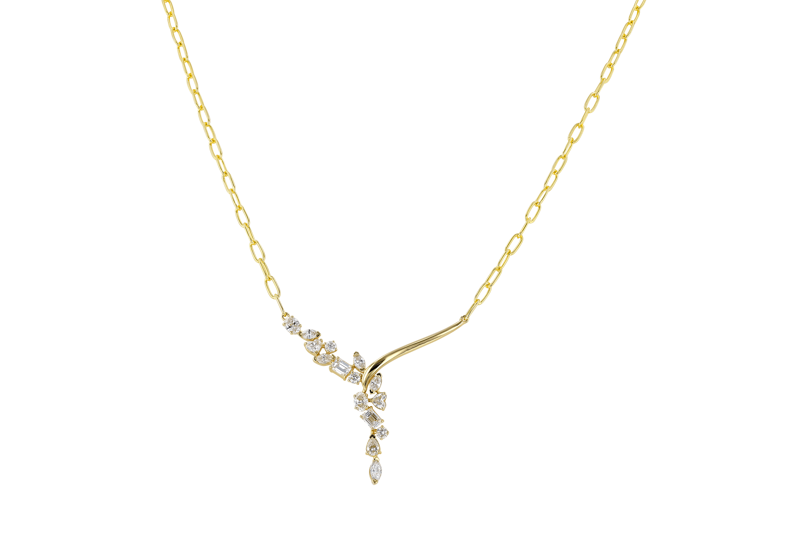 H282-97952: NECKLACE 1.22 TW FANCY CUT DIAMONDS (18")