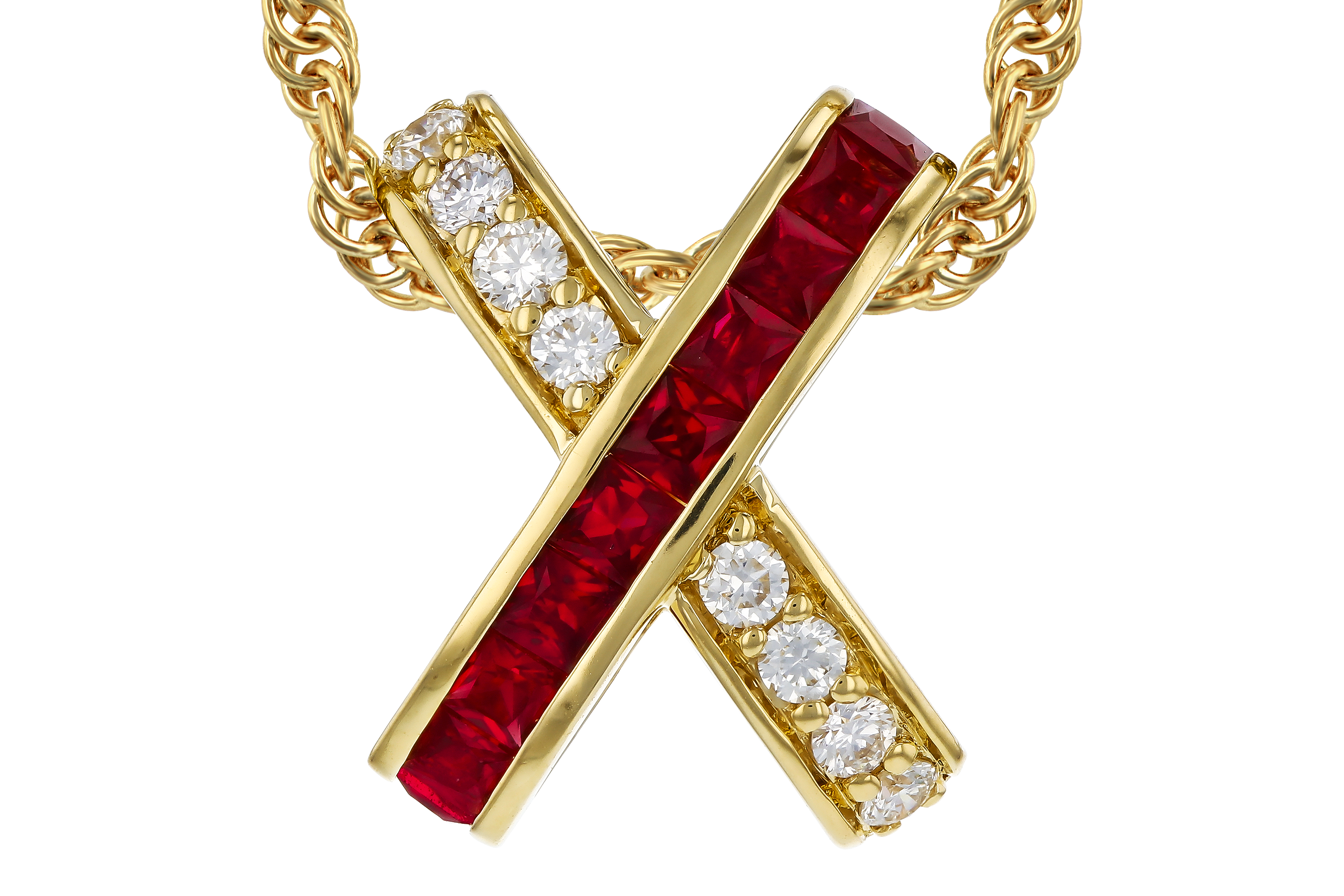 H283-90661: NECKLACE .53 TW RUBY .70 TGW
