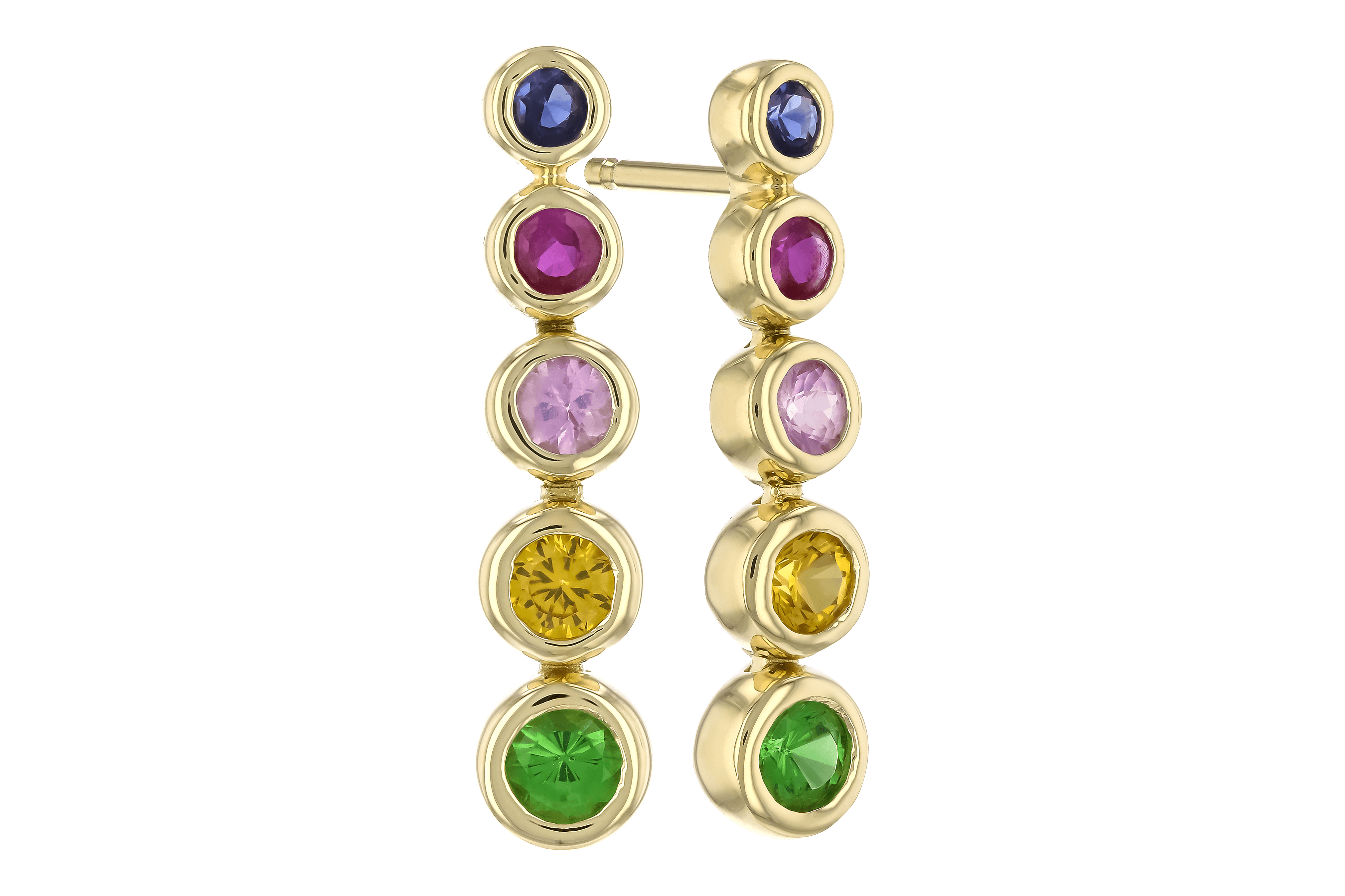 K282-99815: EARR .60 TW MULTI-COLOR SAPPH & GREEN GARNET