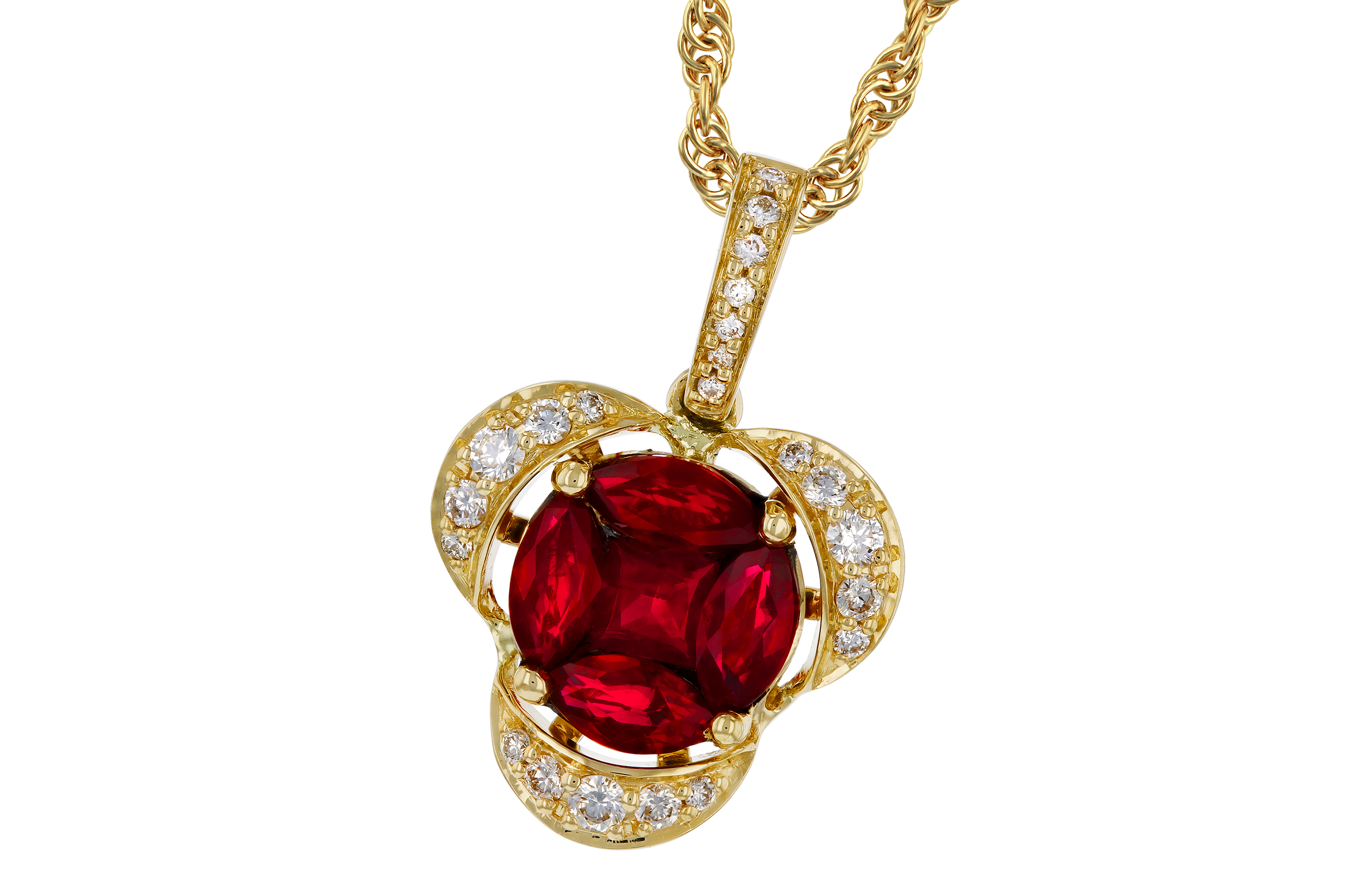 K283-87970: NECKLACE .86 TW RUBY 1.00 TGW