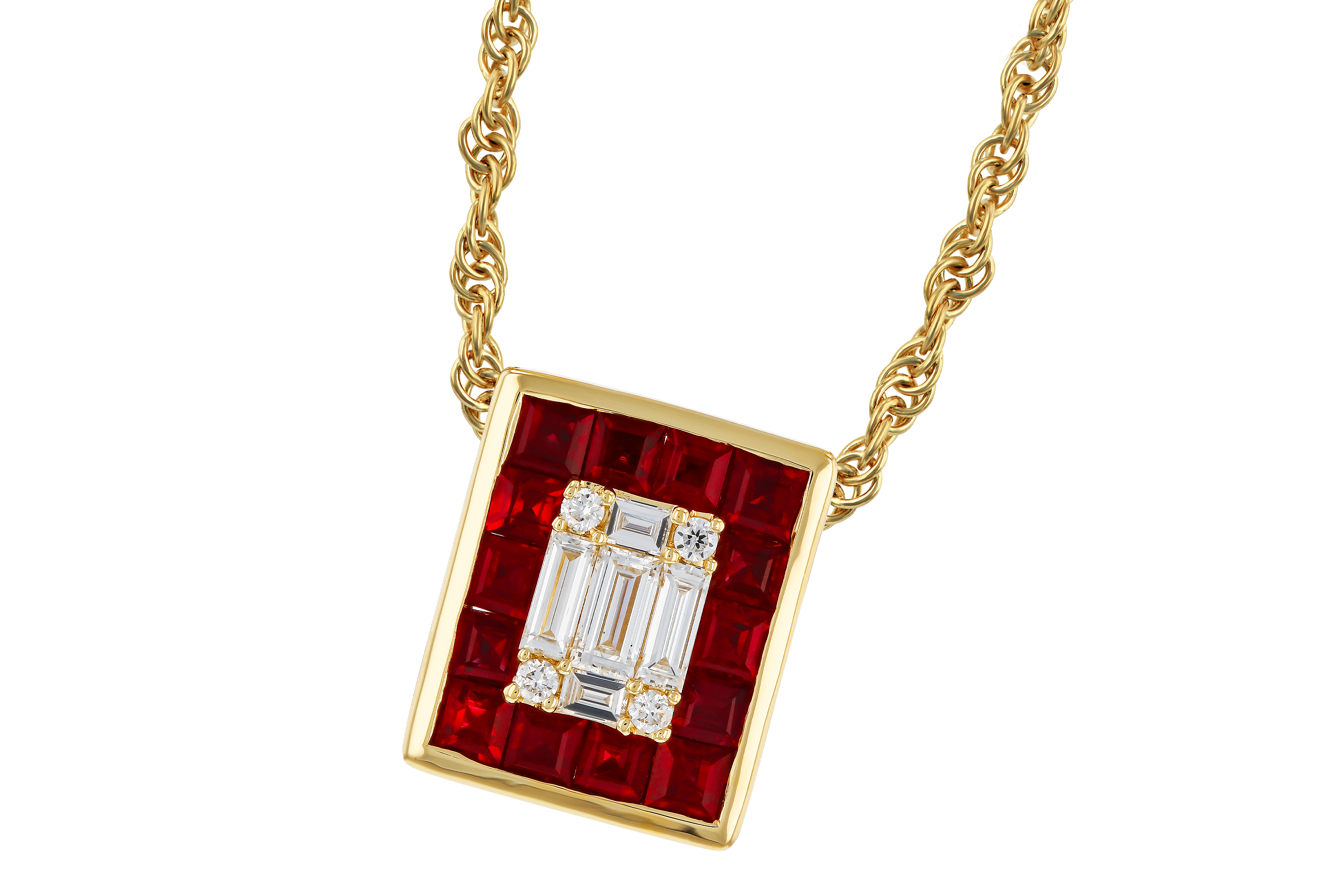 K283-89779: NECKLACE .82 RUBY TW 1.00 TGW