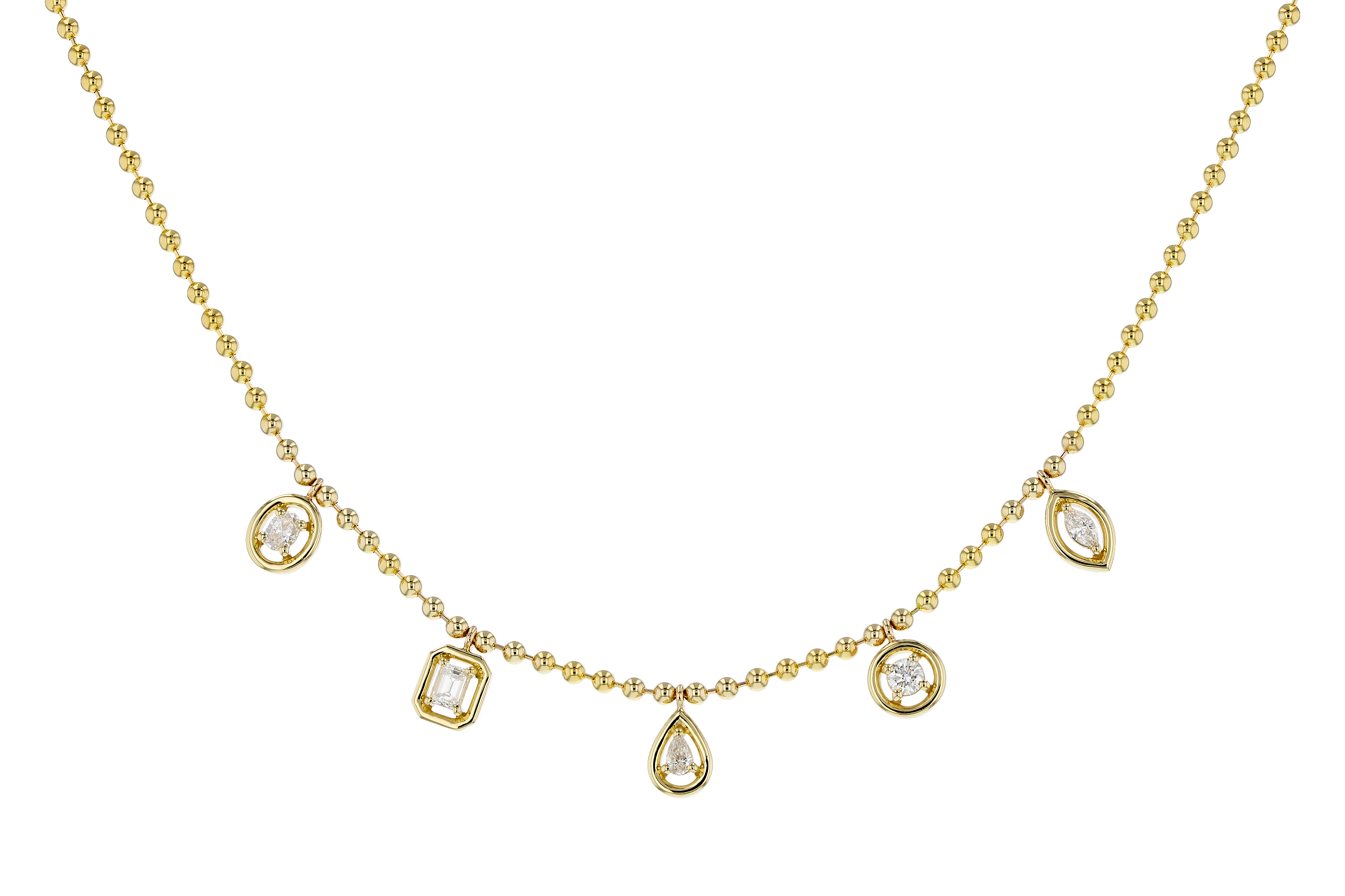 K283-89788: NECKLACE .50 TW FANCY CUT DIAS (18")