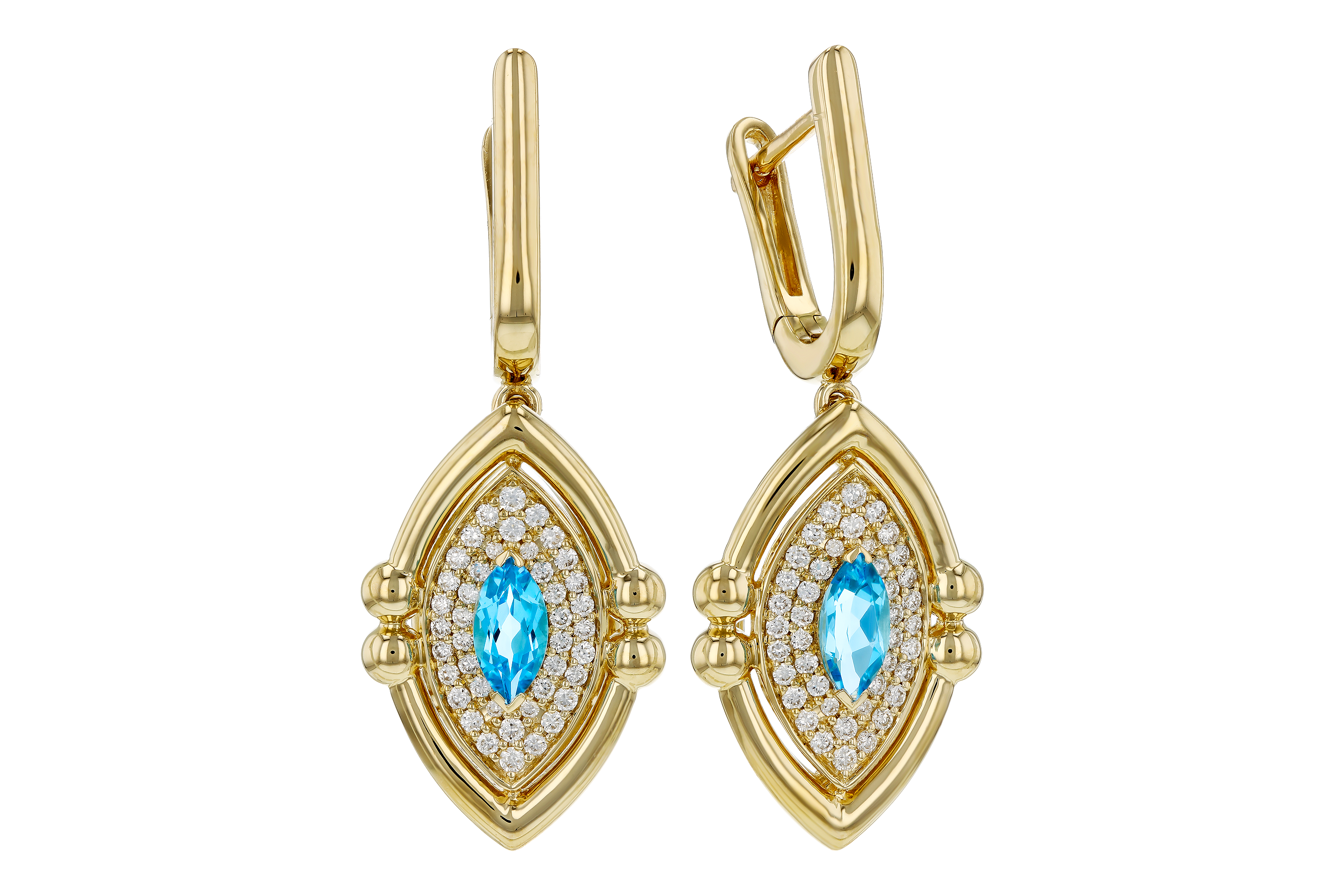 K284-73415: EARRINGS .50 TW BLUE TOPAZ .78 TGW (6x3MM BT)