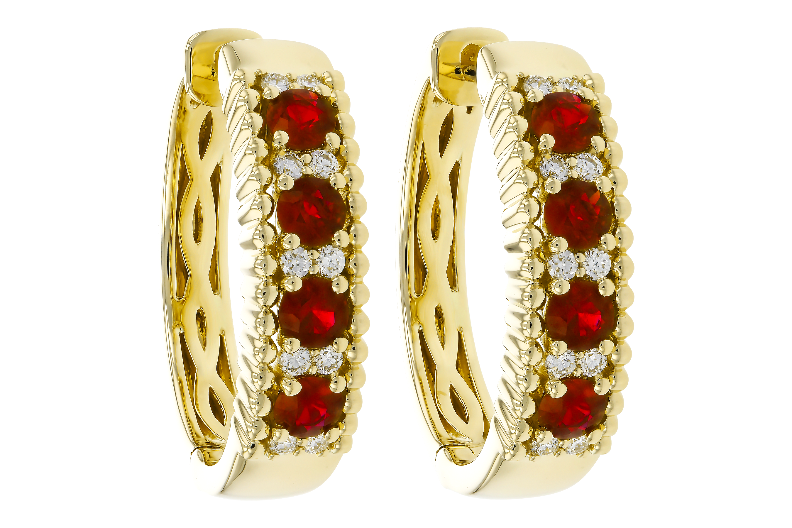 L283-90706: EARRINGS .54 TW RUBY .66 TGW