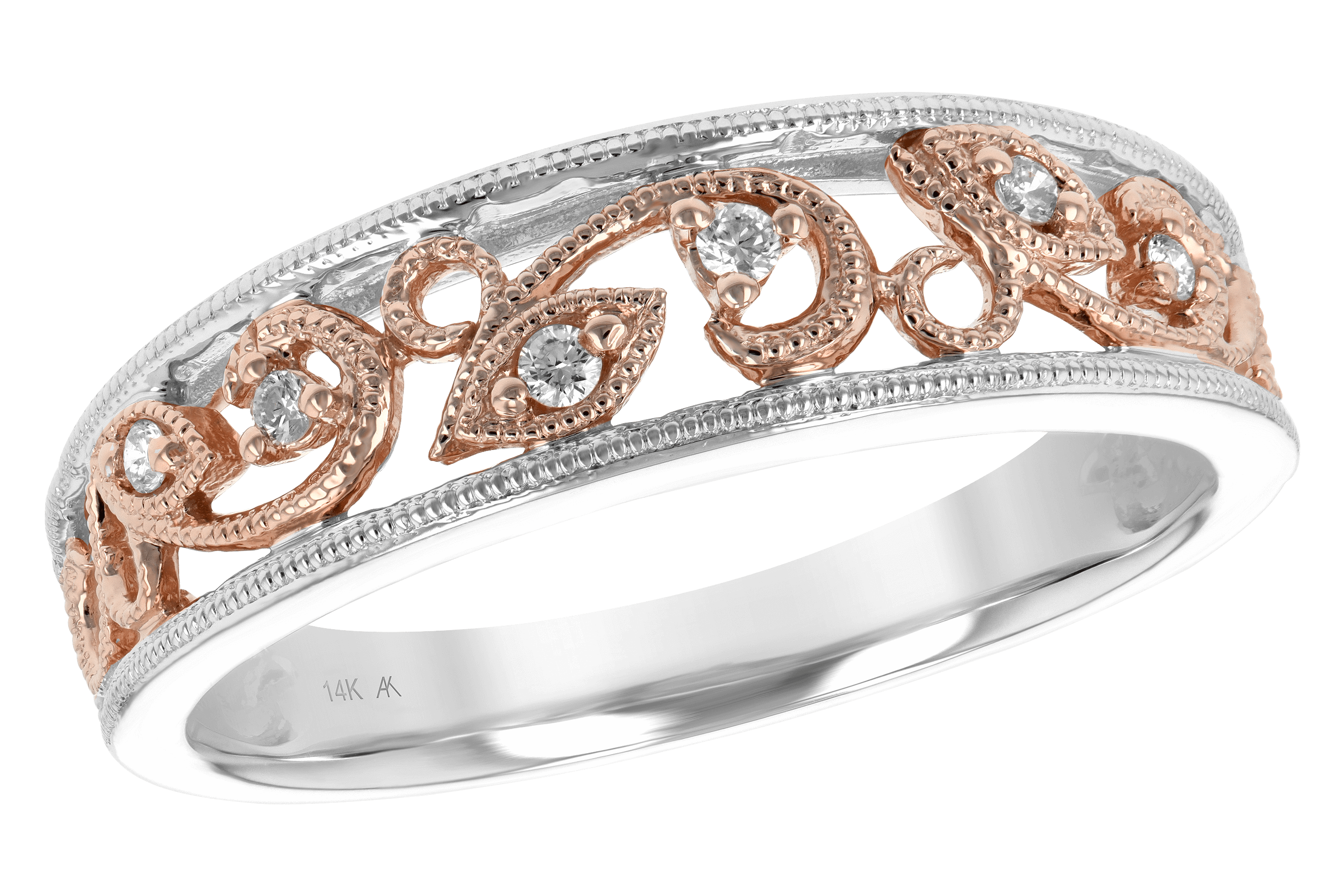 M194-79751: LDS WED RG WG SHANK/ROSE INSERT .05 TW