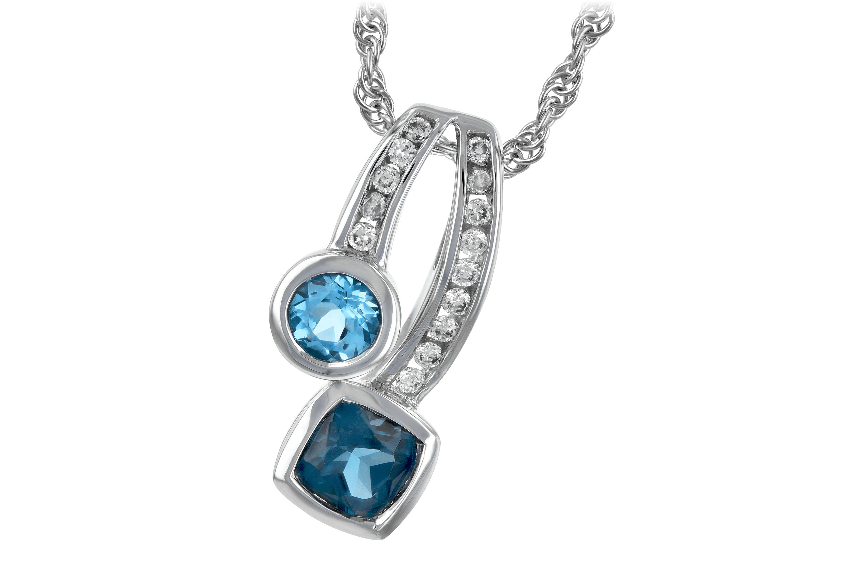 M198-45260: NECKLACE .91 TW BLUE TOPAZ 1.04 TGW