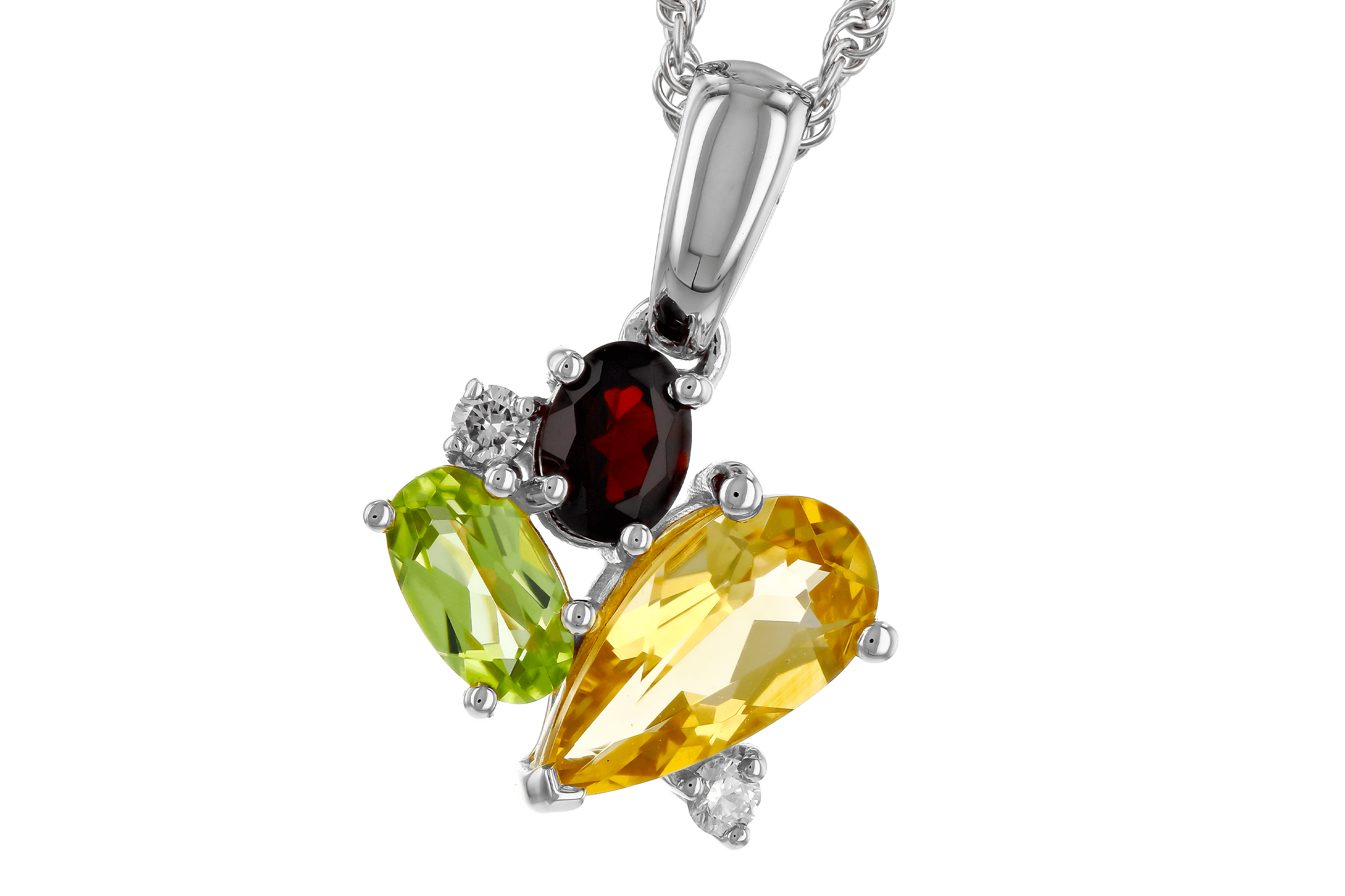 M283-85215: NECKLACE .79 SEMI PREC (CIT,PER,GAR) .82 TGW