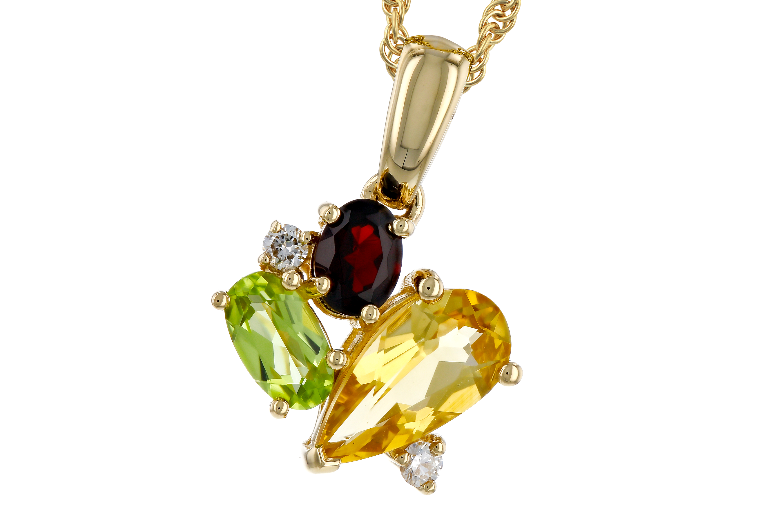 M283-85215: NECKLACE .79 SEMI PREC (CIT,PER,GAR) .82 TGW