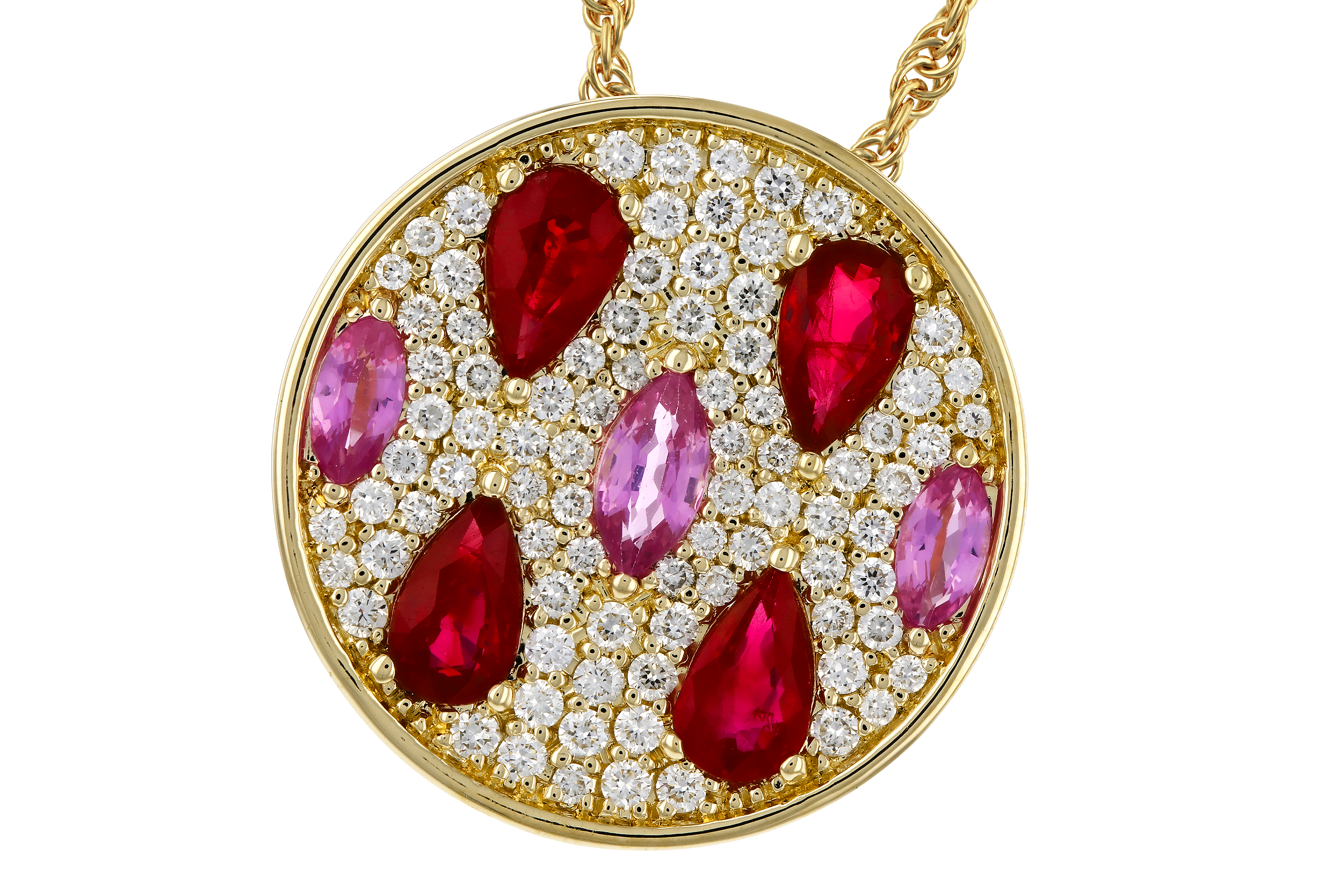 M283-90651: NECK 1.42 TW PRECIOUS (RUBY & PINK SAPP) 1.82 TGW